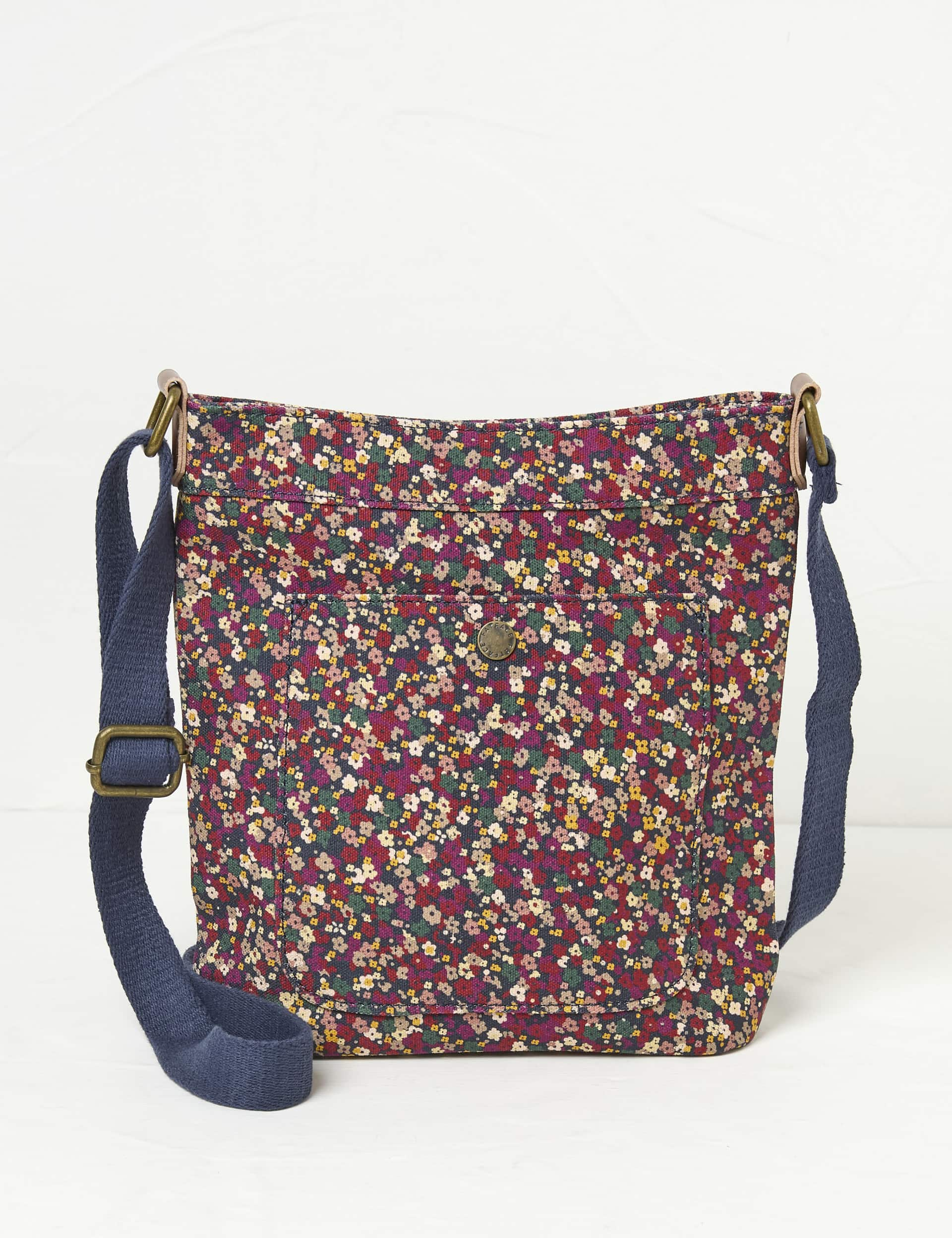 Fatface Women's Pure Cotton Canvas Floral Cross Body Bag - Red Mix, Red Mix