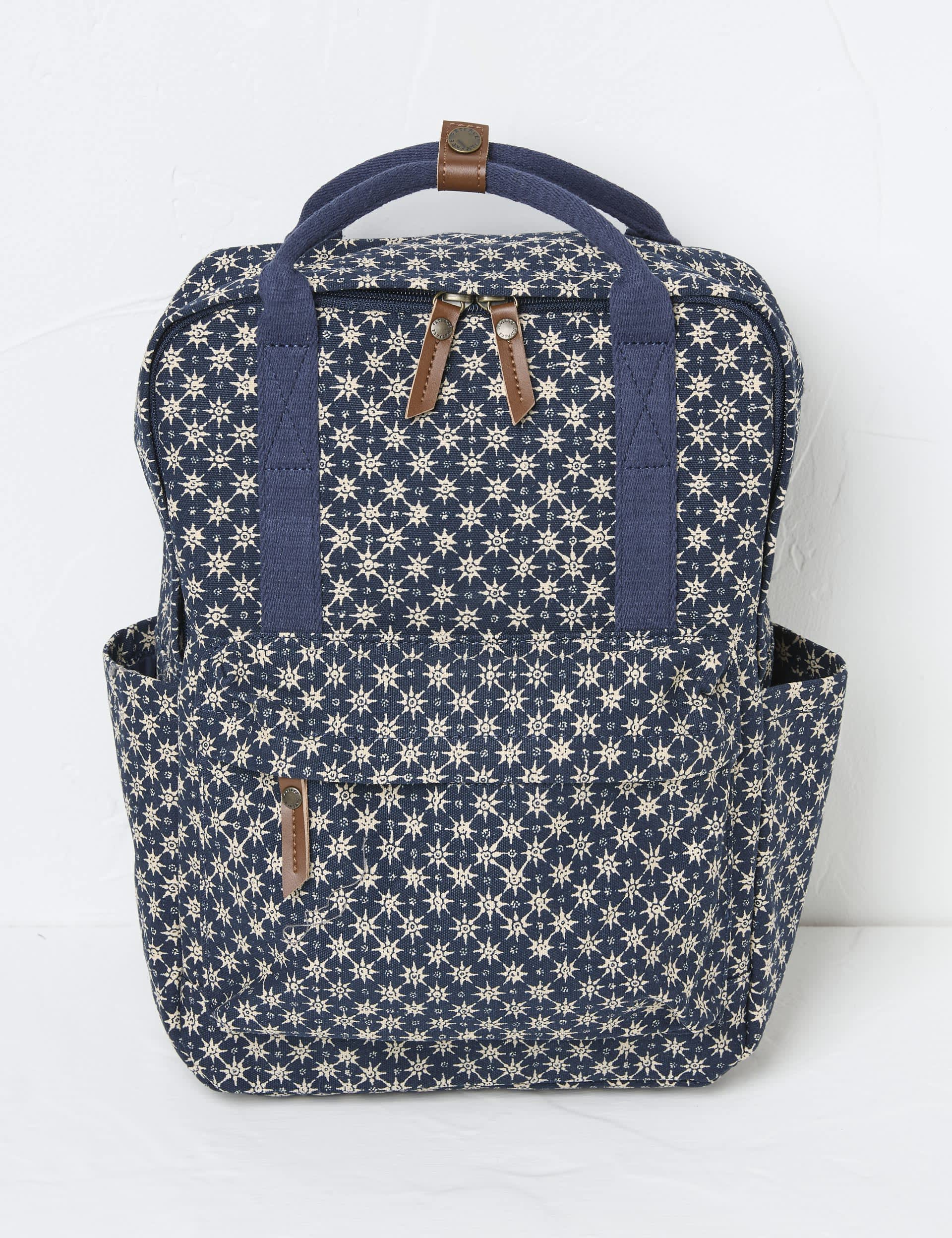 Fatface Women's Canvas Geometric Backpack - Navy Mix, Navy Mix