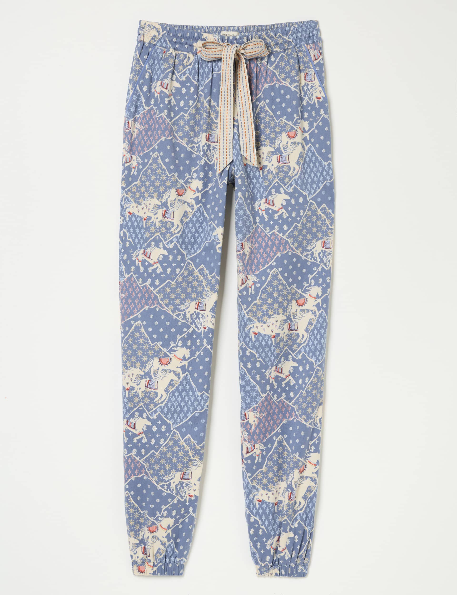 Fatface Women's Pure Cotton Horse Print Pyjama Bottoms - 20 - Blue Mix, Blue Mix