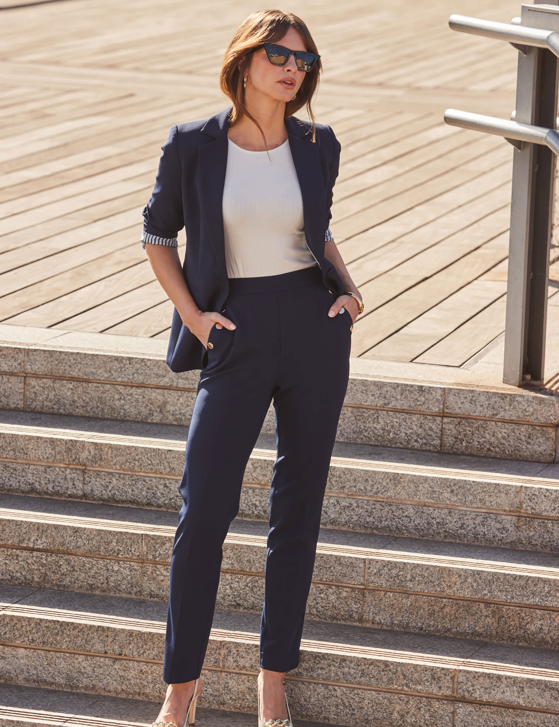 Sosandar Women's Single Breasted Blazer - 14 - Navy, Navy