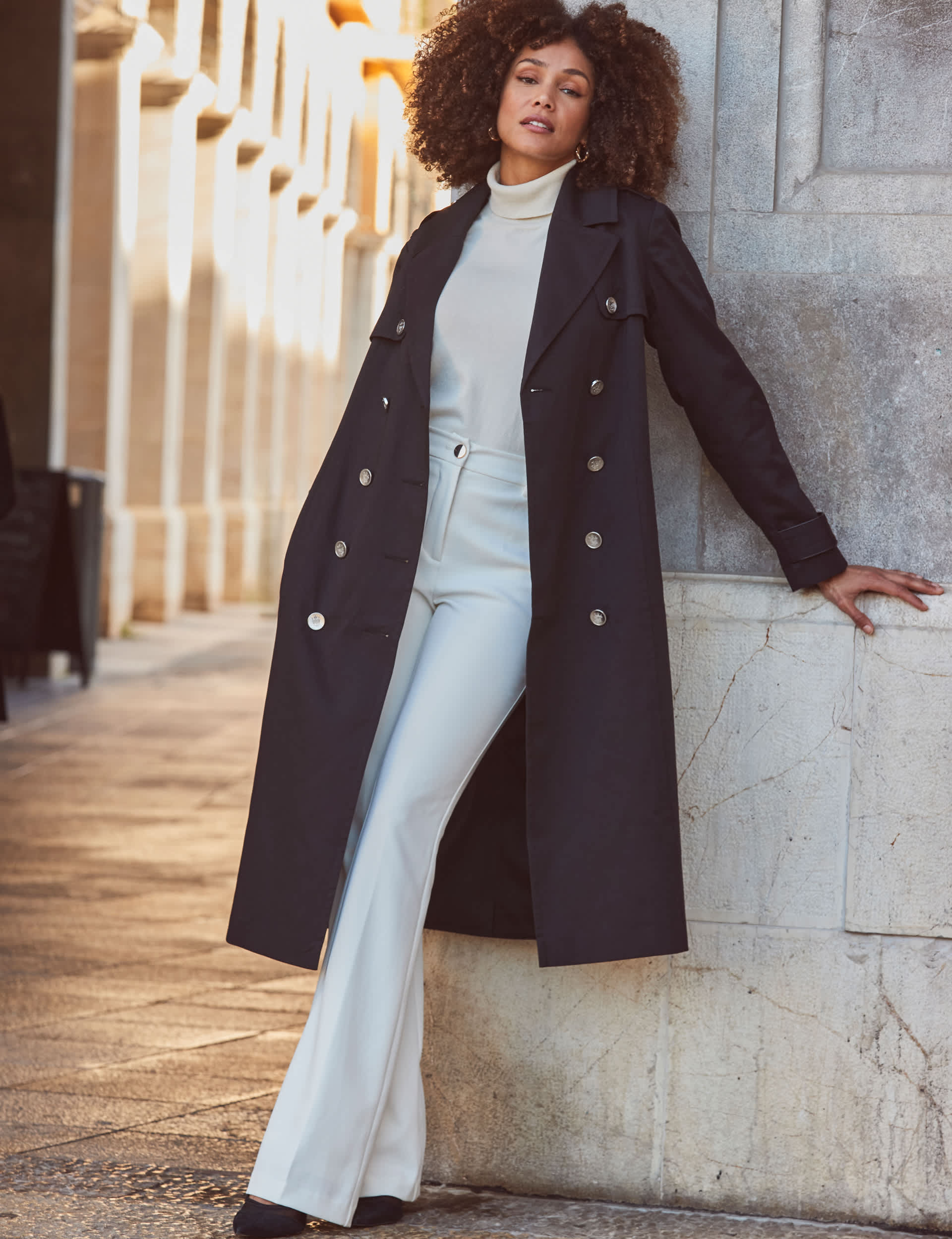 Sosandar Women's Double Breasted Trench Coat