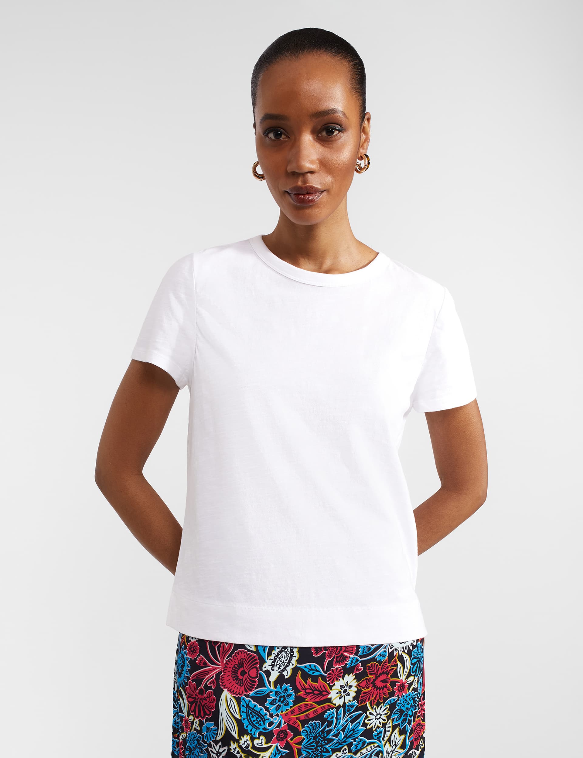 Hobbs Women's Pure Cotton Slub T-Shirt - White, White