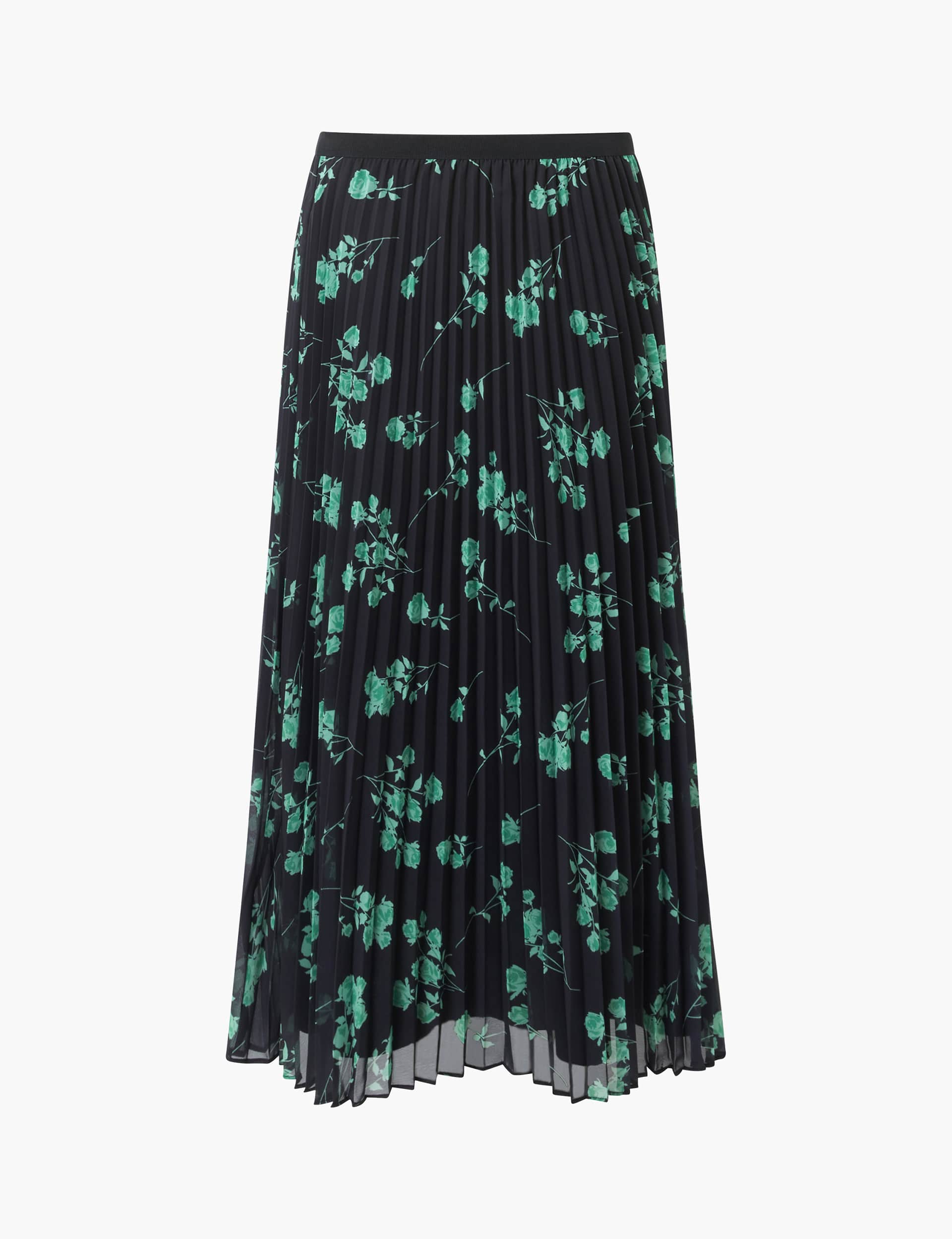 French Connection Women's Floral Print Pleated Midi Skirt - XS - Black Mix, Black Mix