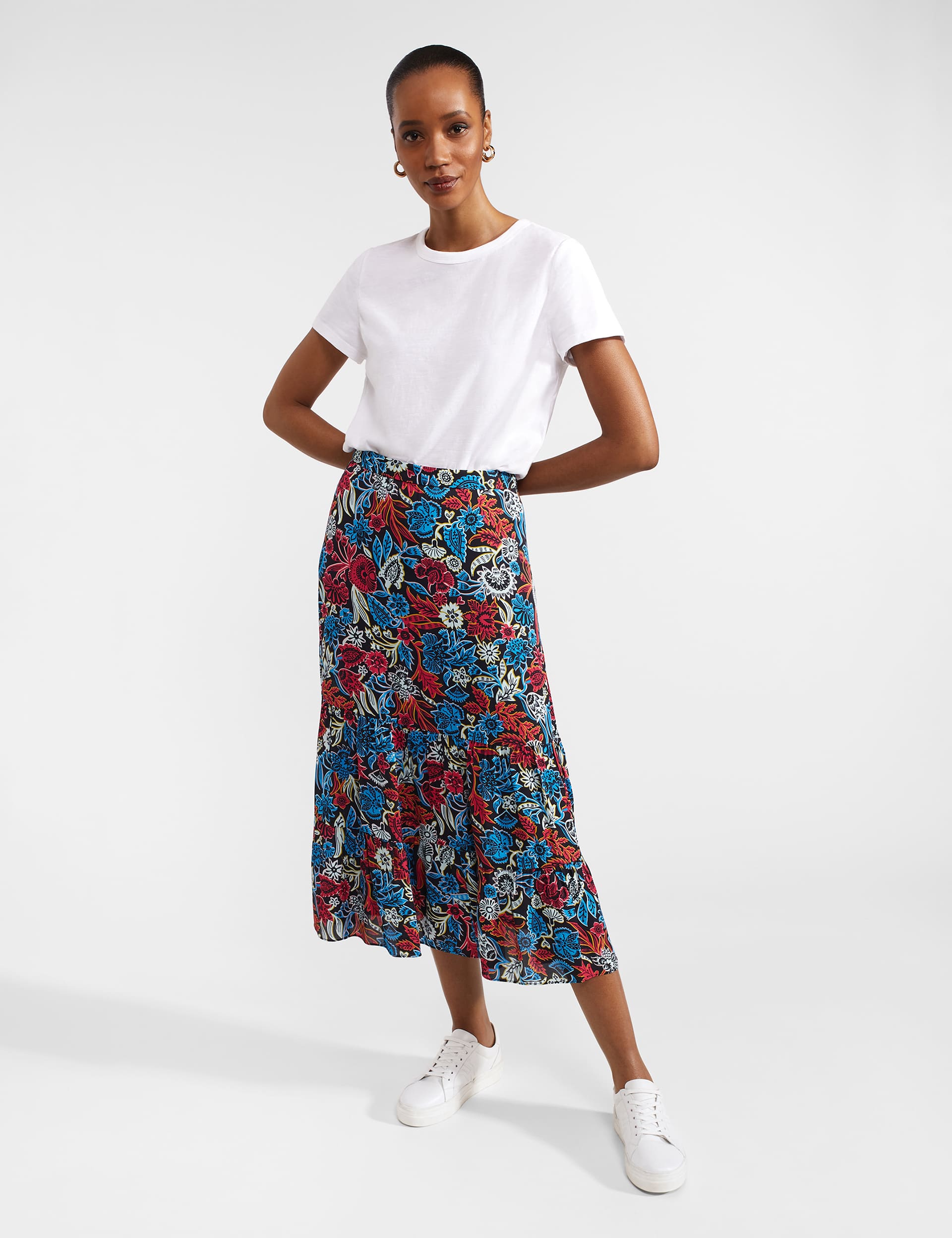 Hobbs Women's Floral Midi A-Line Skirt - 12 - Multi, Multi