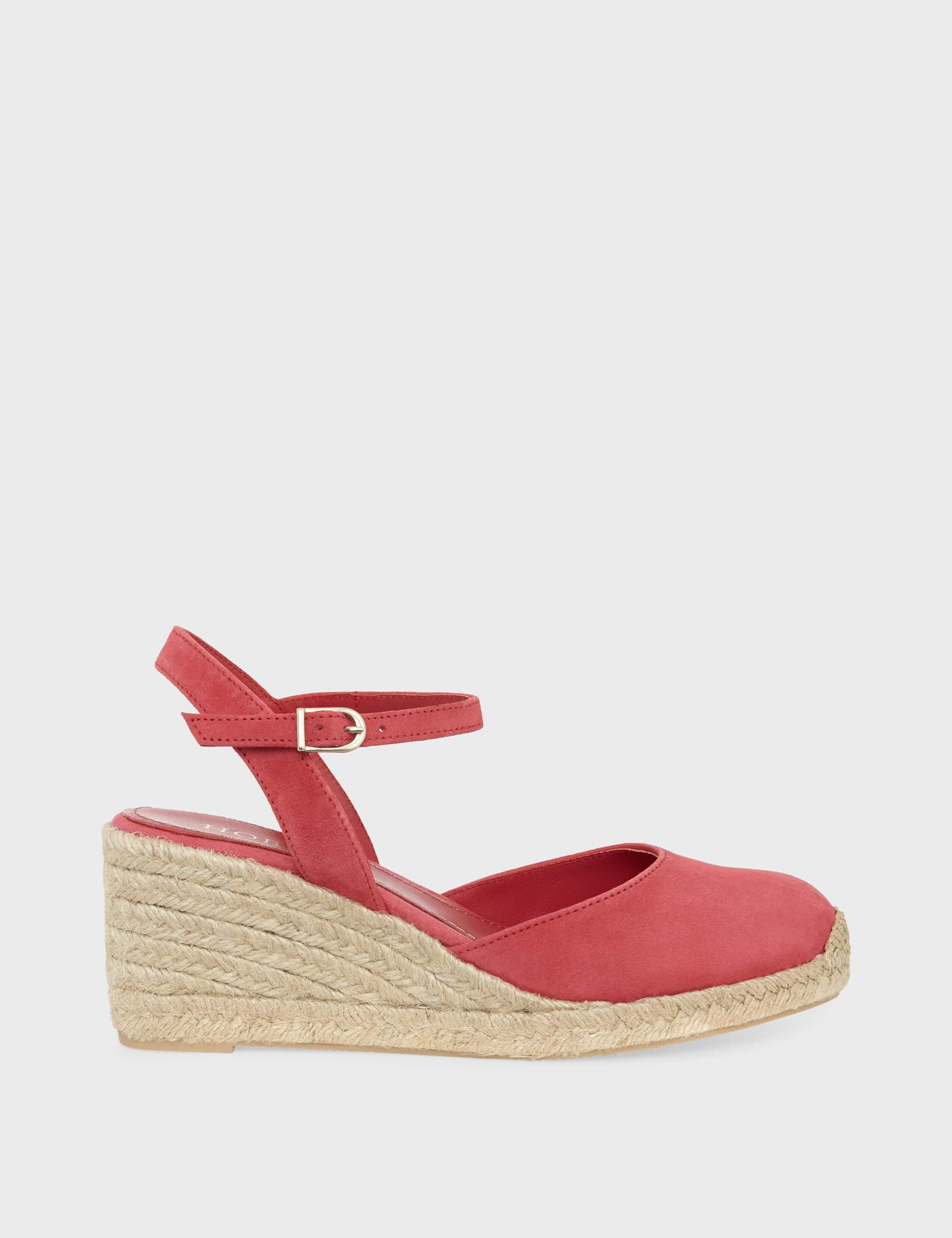 Hobbs Women's Suede Ankle Strap Wedge Espadrilles - 5 - Pink, Pink