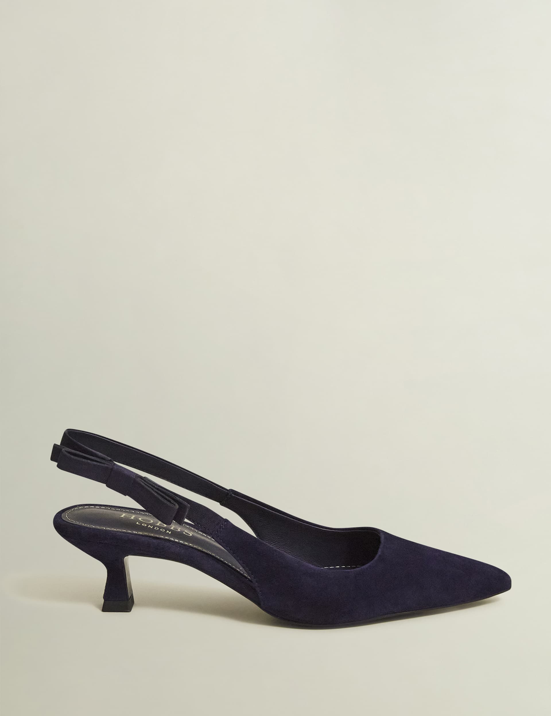 Hobbs Women's Suede Kitten Heel Pointed Slingback Shoes - 6 - Dark Blue, Dark Blue