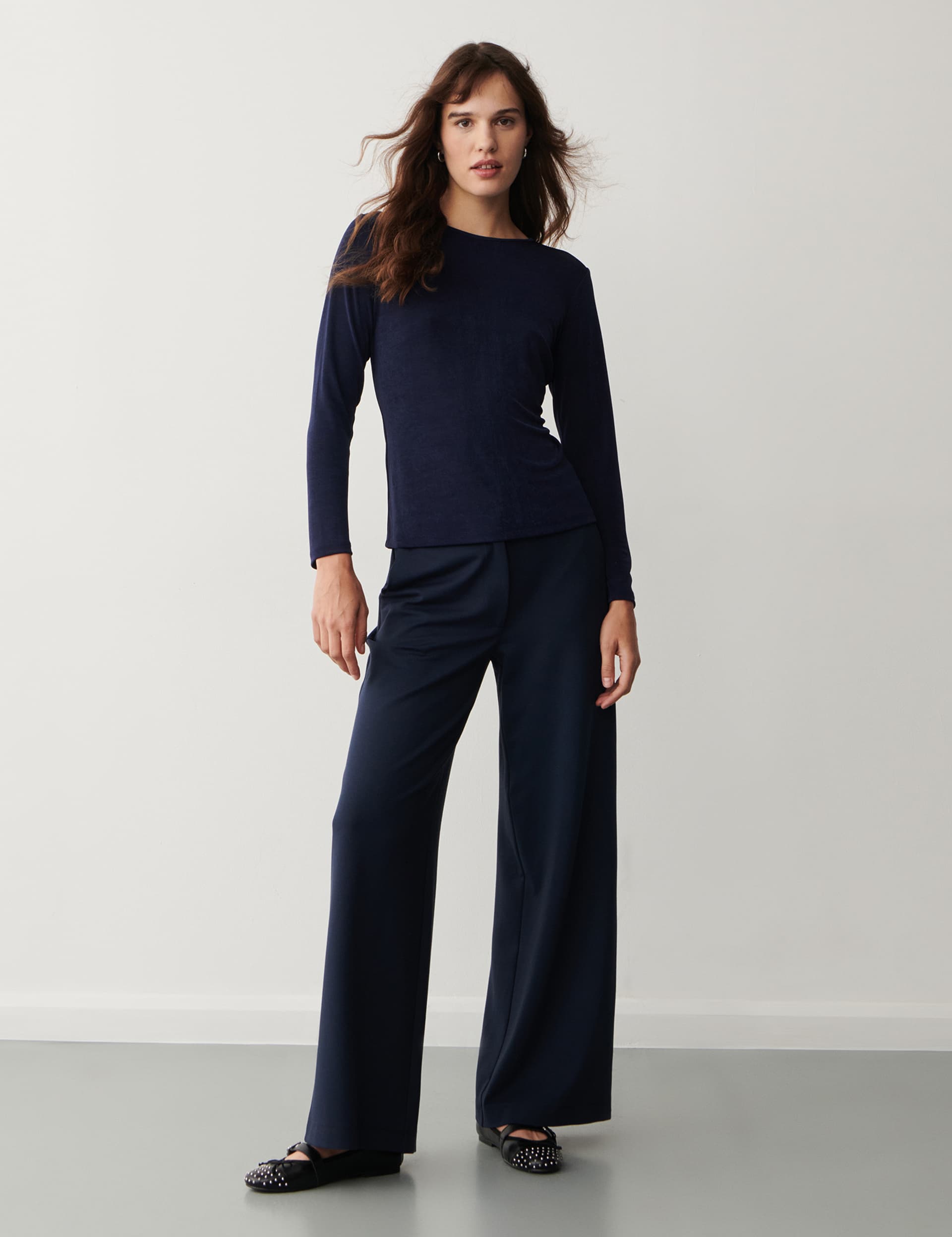 Finery London Women's Wide Leg Trousers - 16 - Navy, Navy