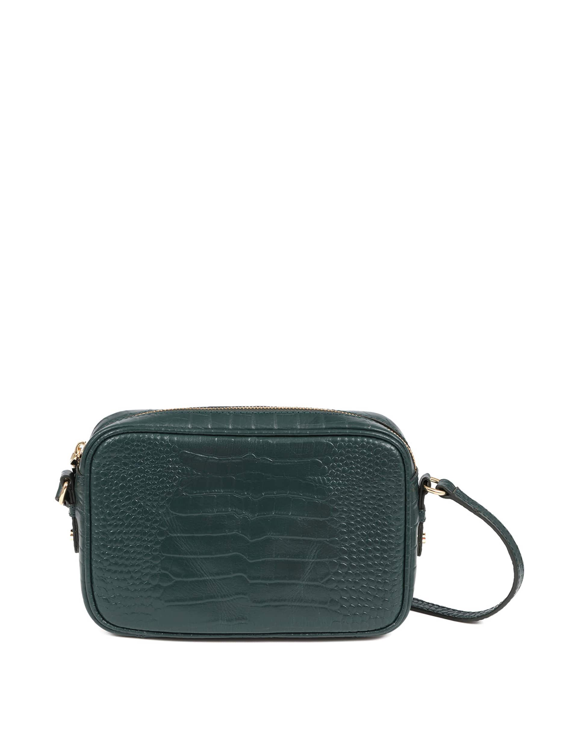 Jones Bootmaker Women's Leather Croc Effect Cross Body Bag - Green, Green,Black