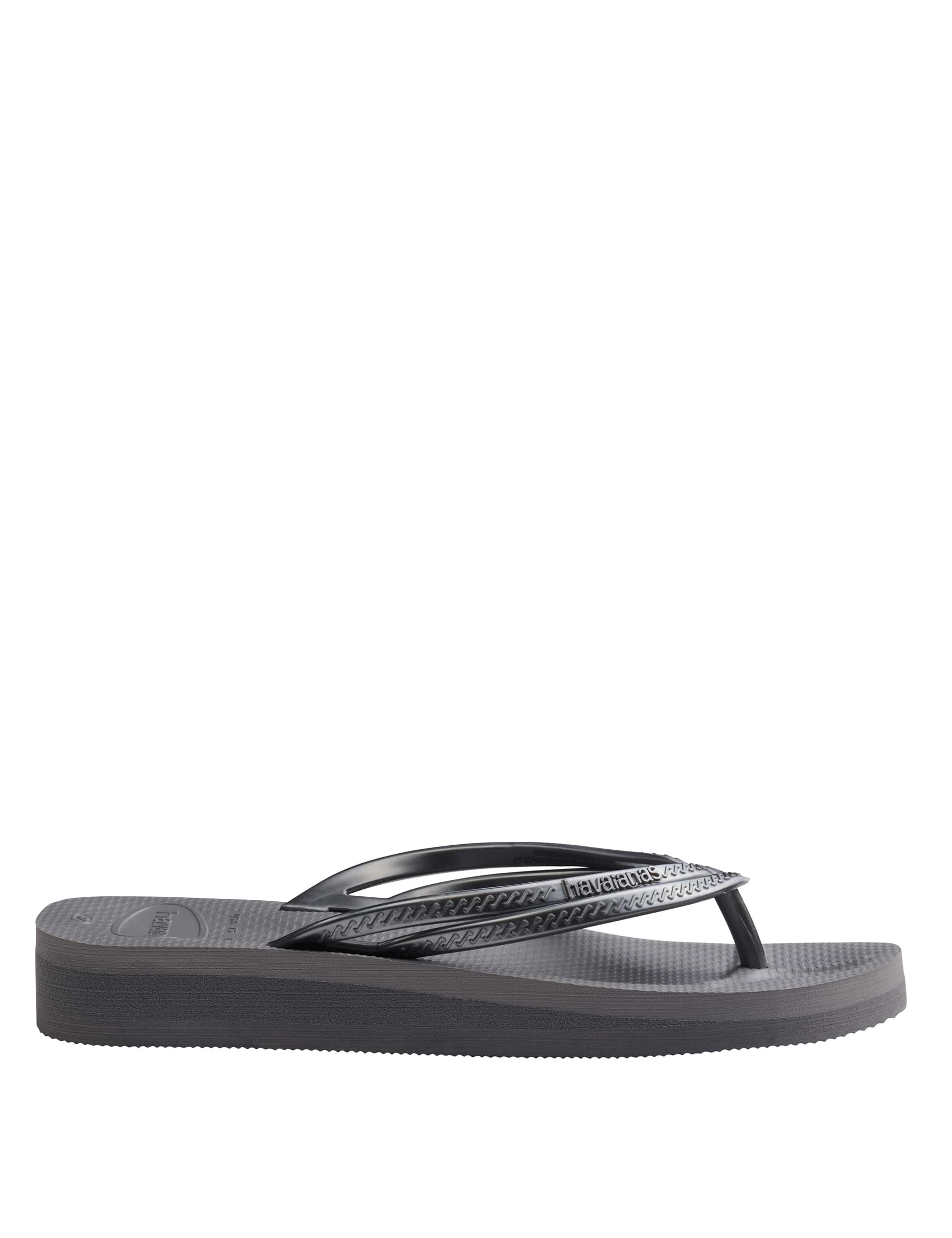 Havaianas Women's Wedge Flip Flops - 40 - Steel, Black,Steel