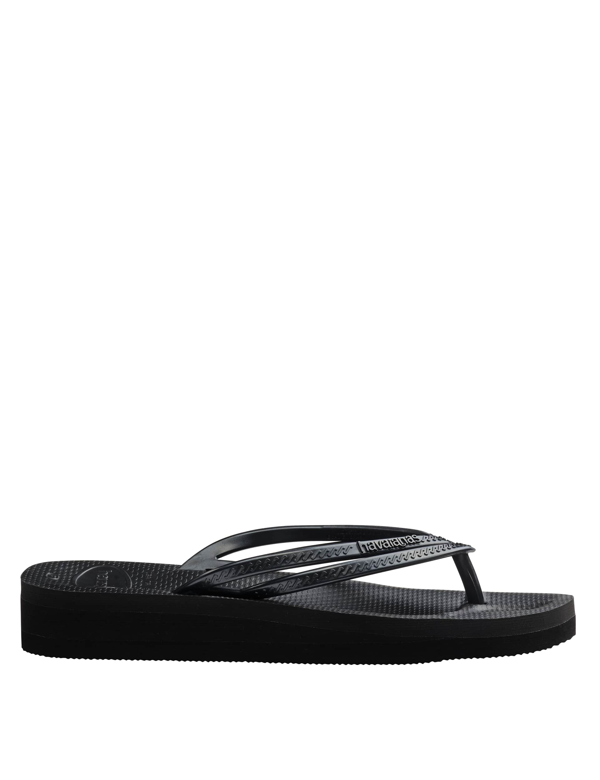 Havaianas Women's Wedge Flip Flops - 37 - Black, Black