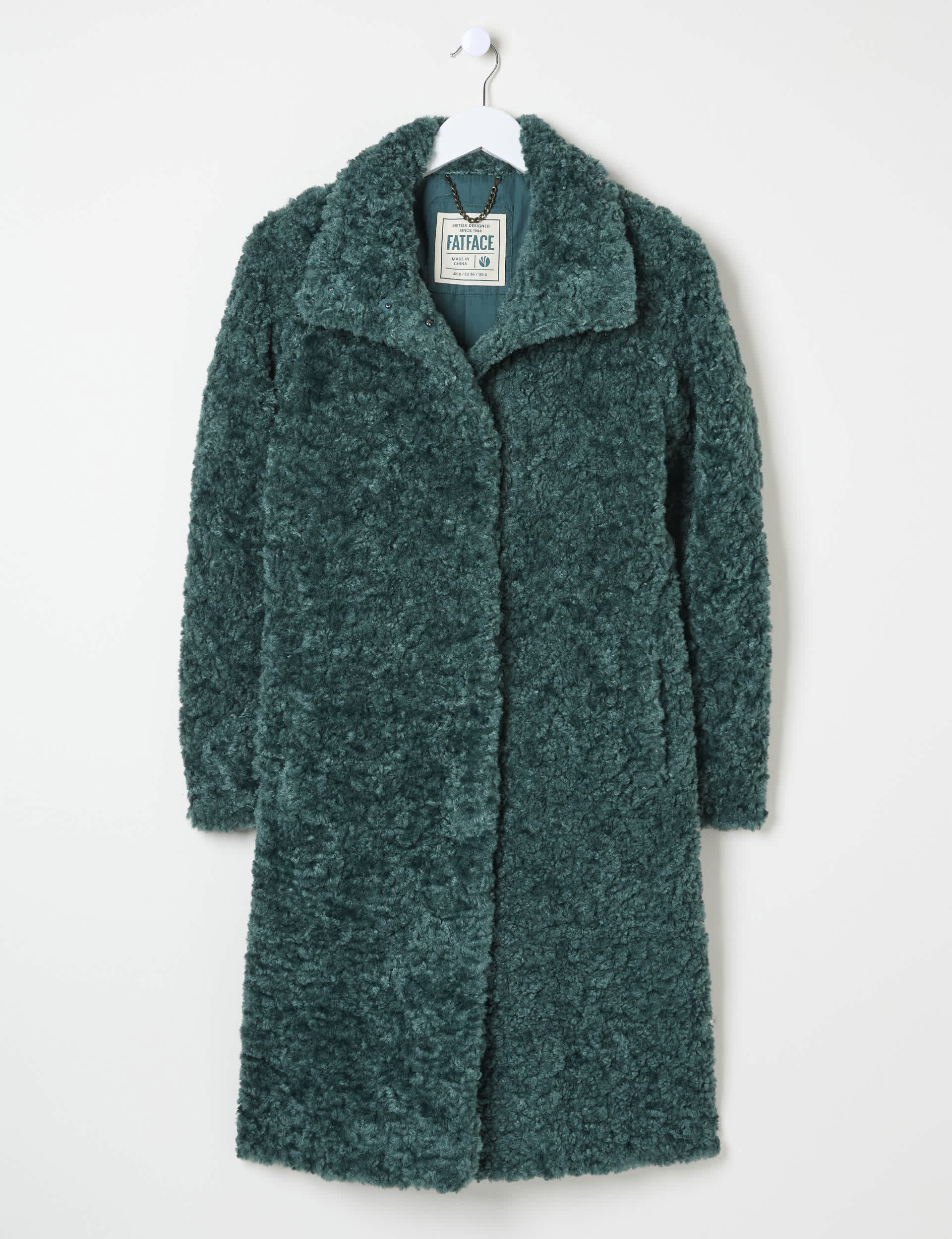 Fatface Women's Teddy Longline Coat - 18 - Teal, Natural,Teal