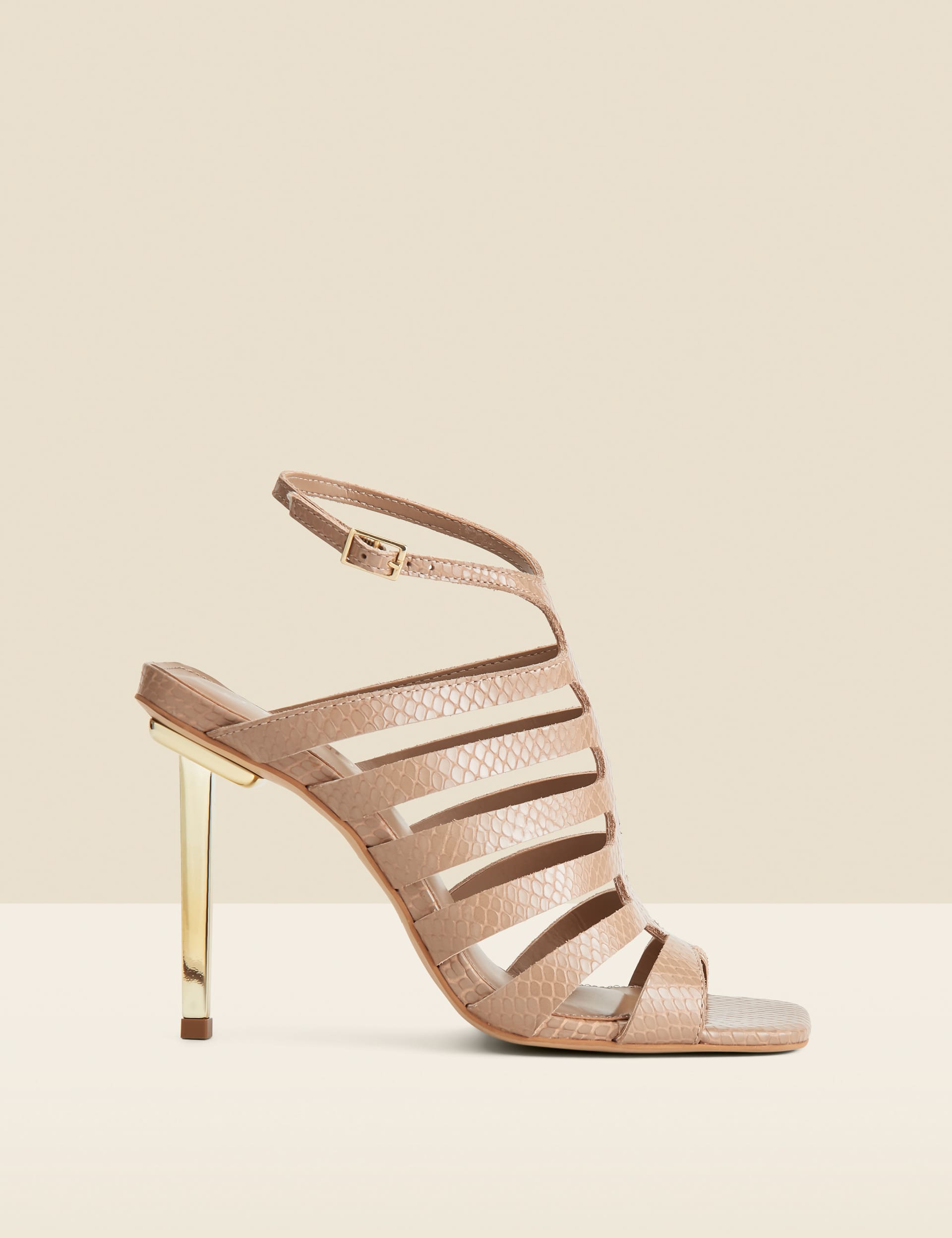 Sosandar Women's Stiletto Heel Square Toe Gladiator Sandals