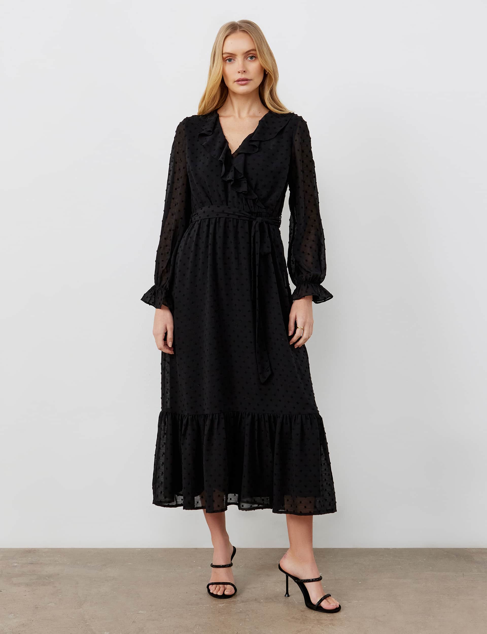 Finery London Women's V-Neck Ruffle Midaxi Tiered Dress