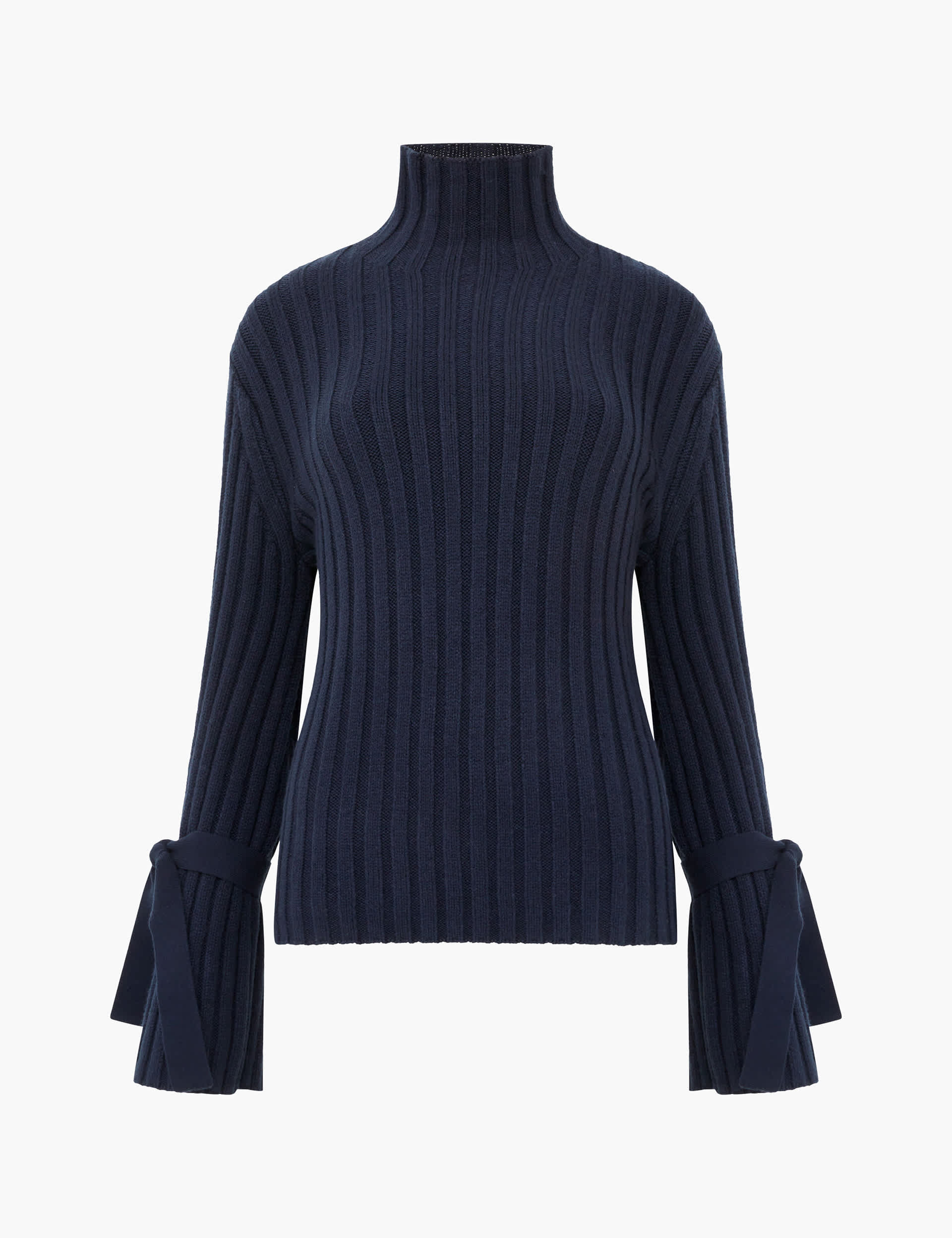 French Connection Women's Ribbed Funnel Neck Jumper - S - Navy, Navy