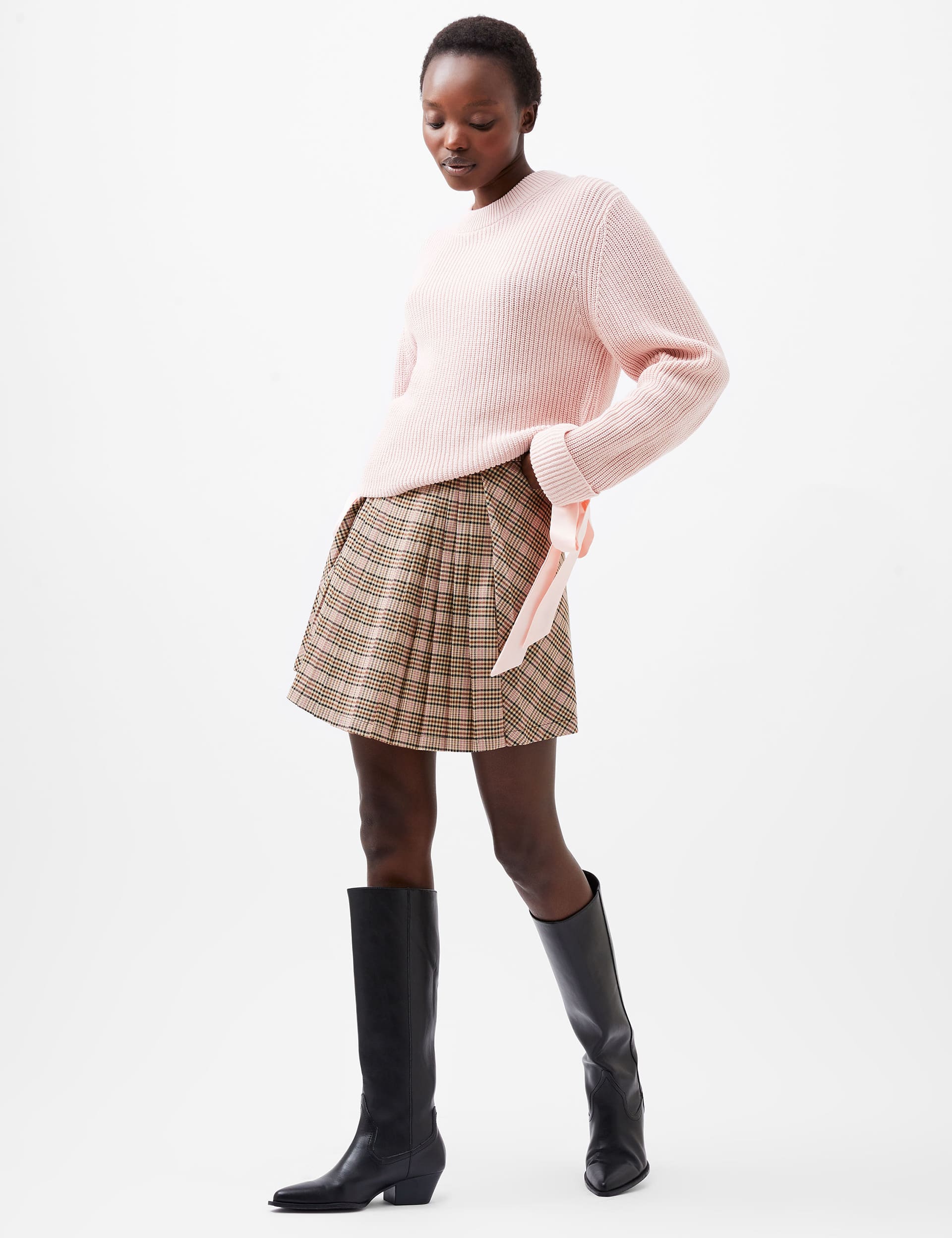 French Connection Women's Cotton Rich Ribbed Crew Neck Jumper