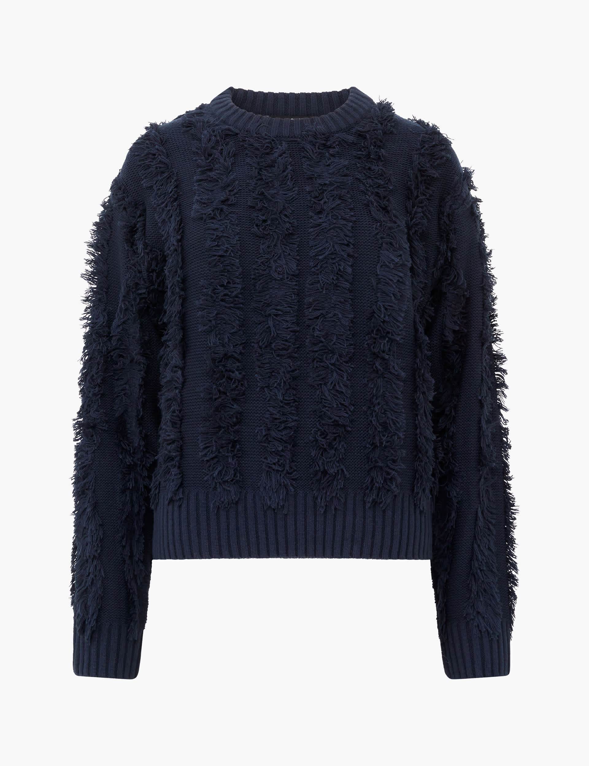 French Connection Women's Textured Crew Neck Jumper - L - Navy, Navy