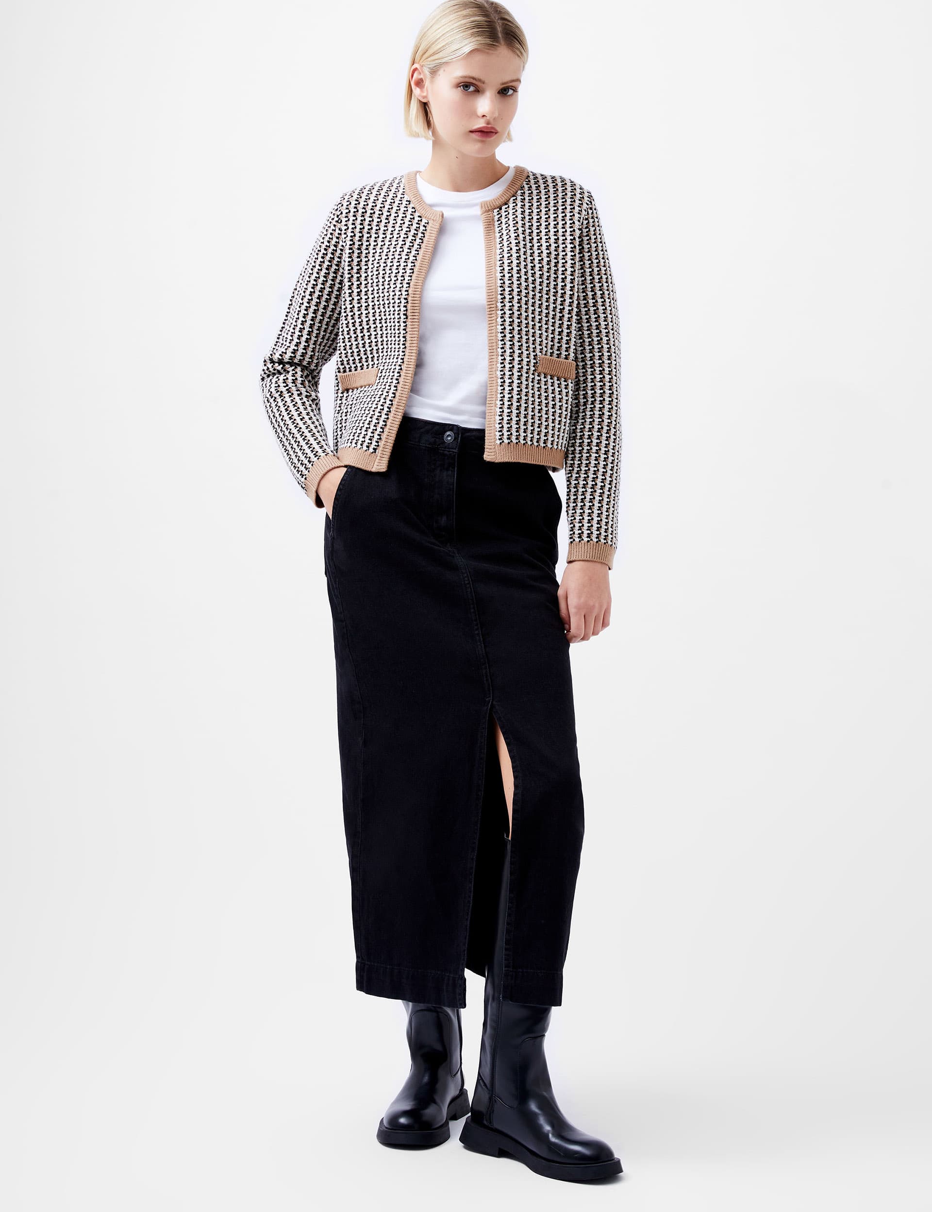 French Connection Women's Textured Edge to Edge Cardigan