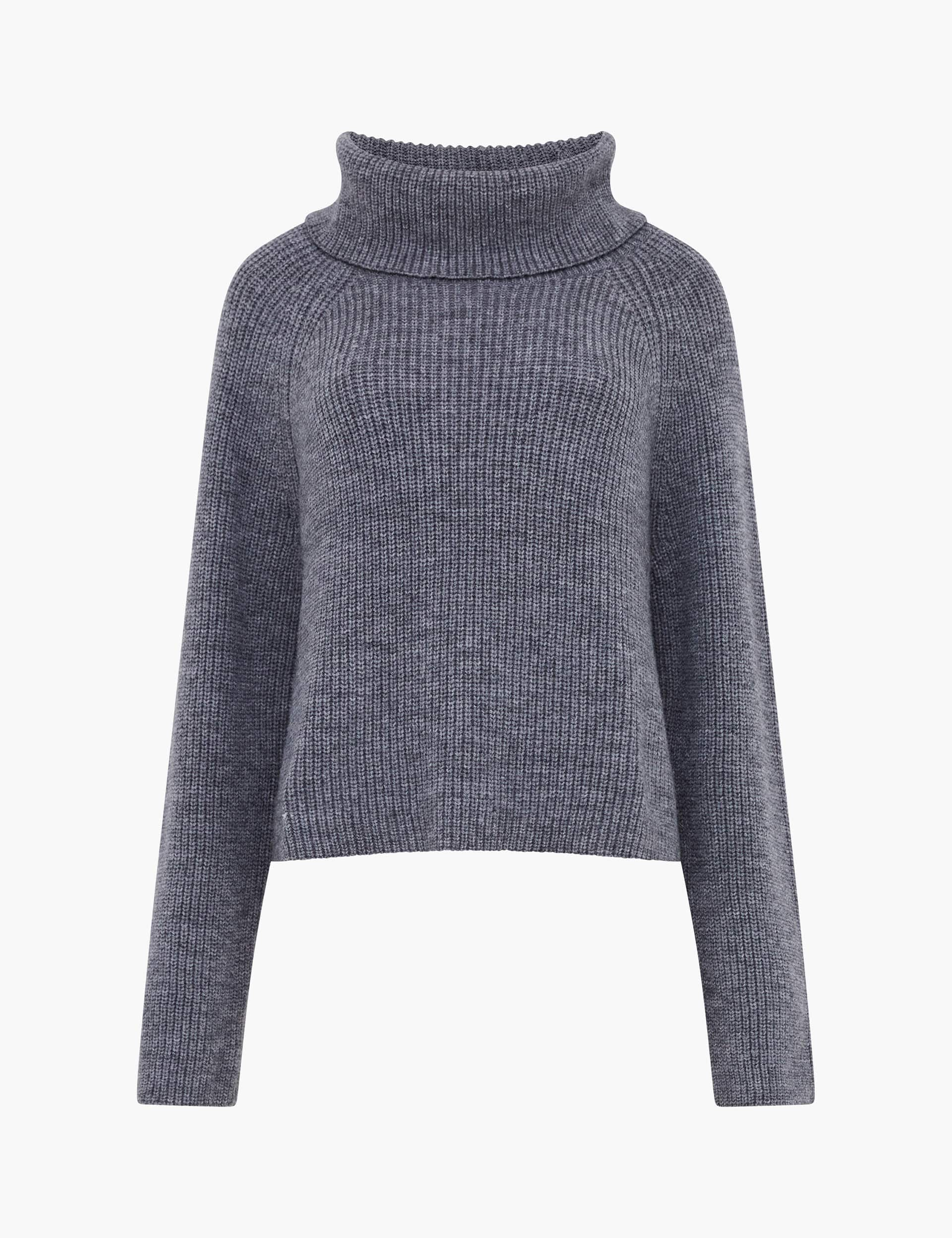 French Connection Women's Textured Roll Neck Jumper - Grey, Grey