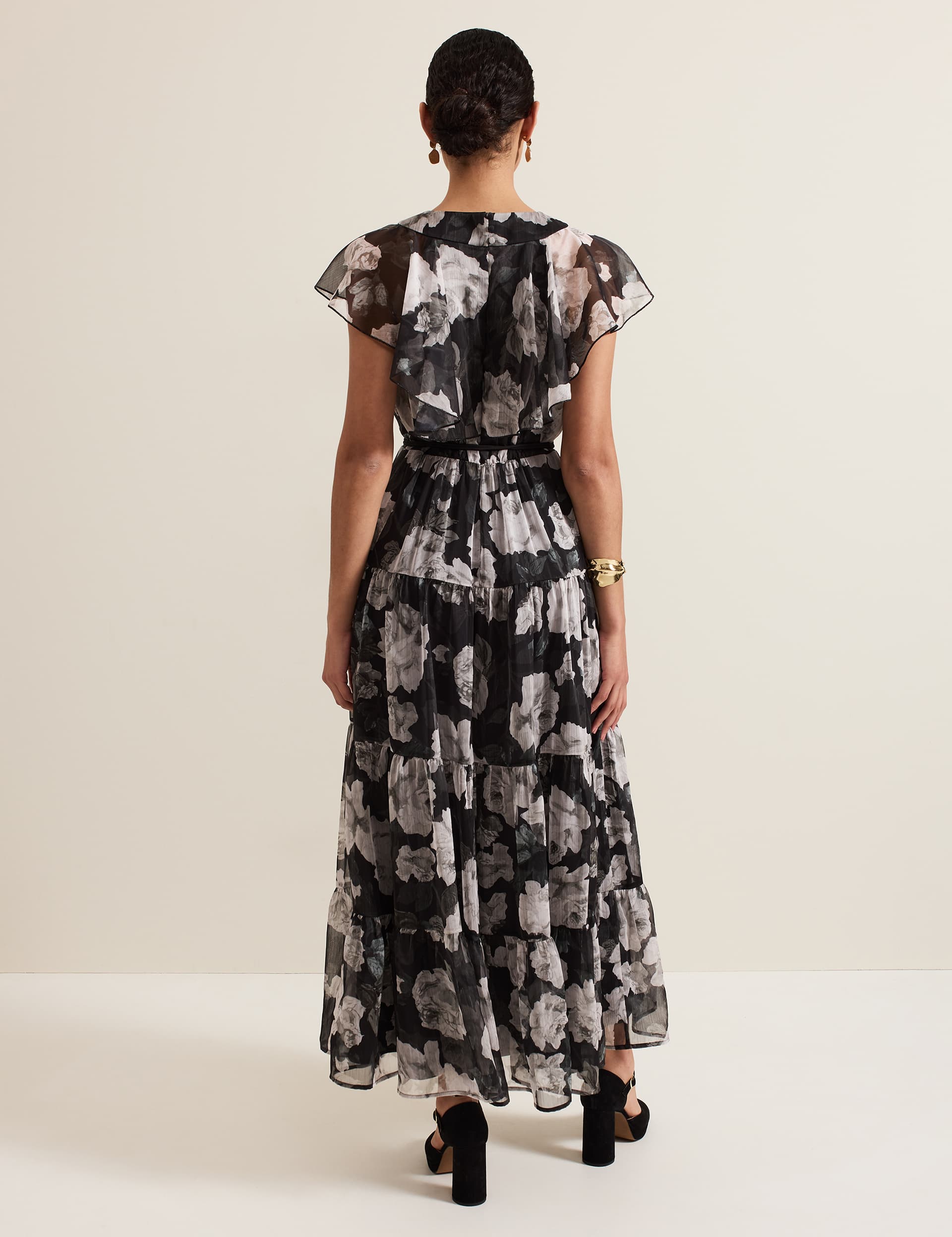 Phase Eight Women's Floral Midaxi Tiered Dress - 8REG - Black Mix, Black Mix