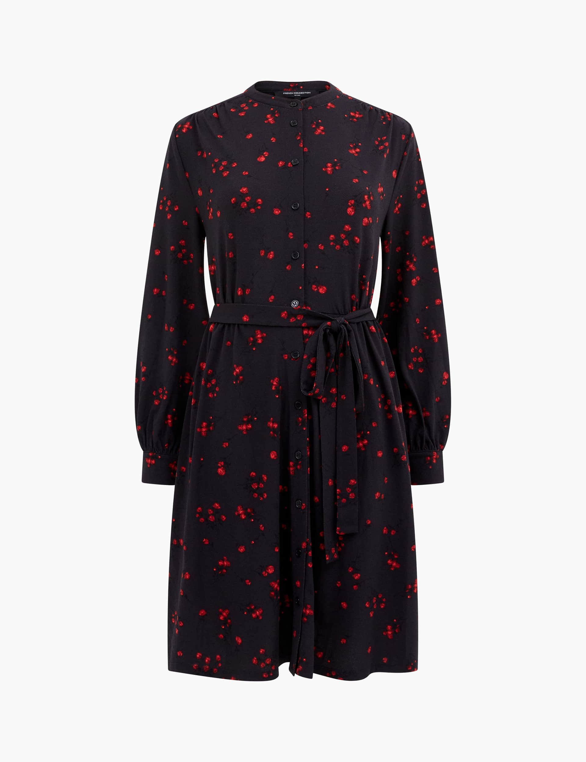 French Connection Women's Floral Print High Neck Shirt Dress - XS - Black Mix, Black Mix