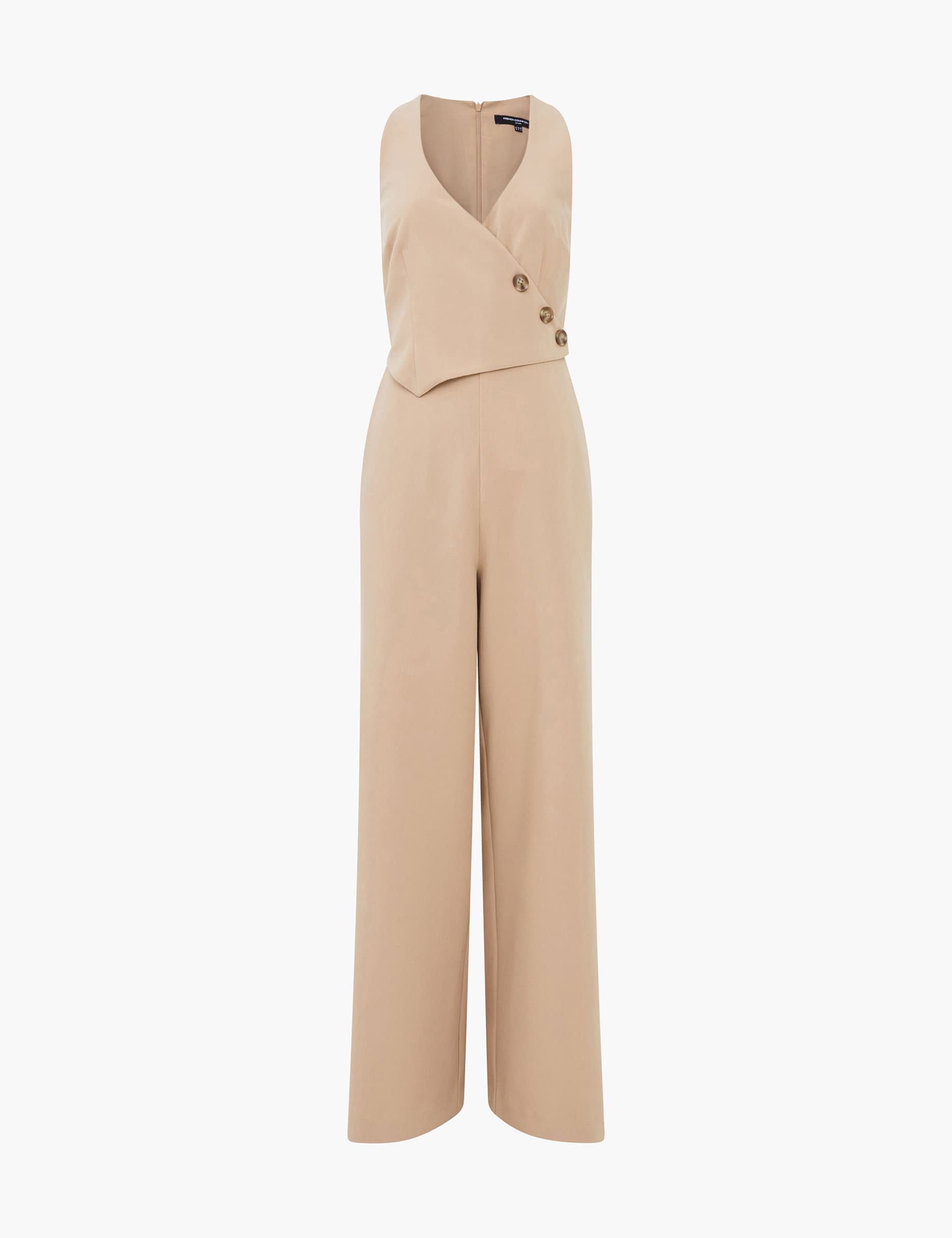 French Connection Women's Button Front Sleeveless Jumpsuit - 12 - Nude, Nude