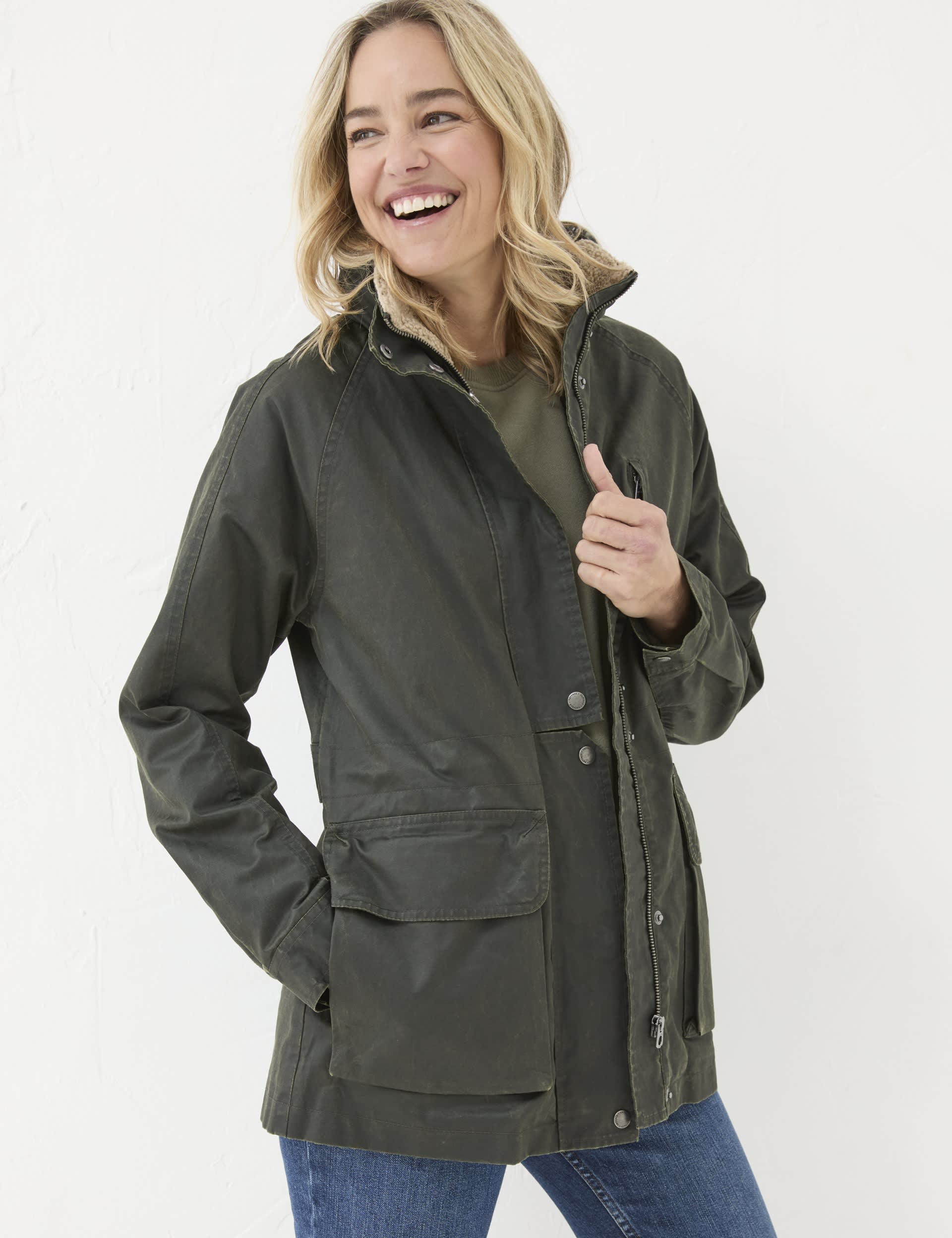 Fatface Women's Cotton Rich Longline Utility Jacket - 14 - Green, Green