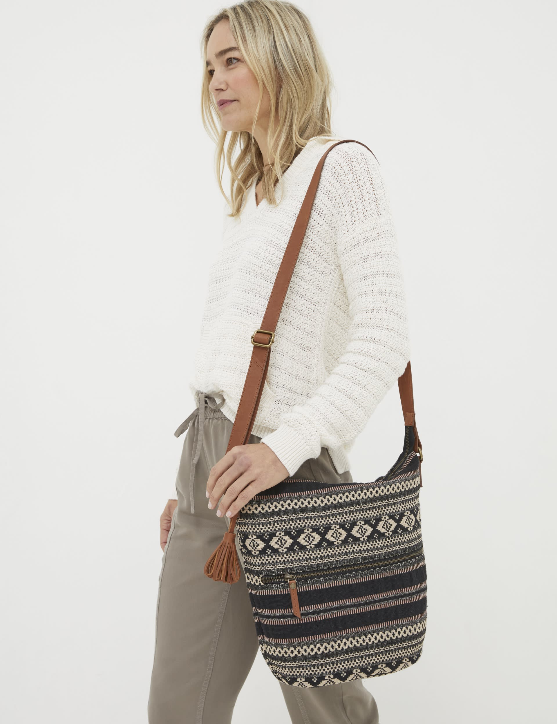 Fatface Women's Woven Striped Cross Body Bag