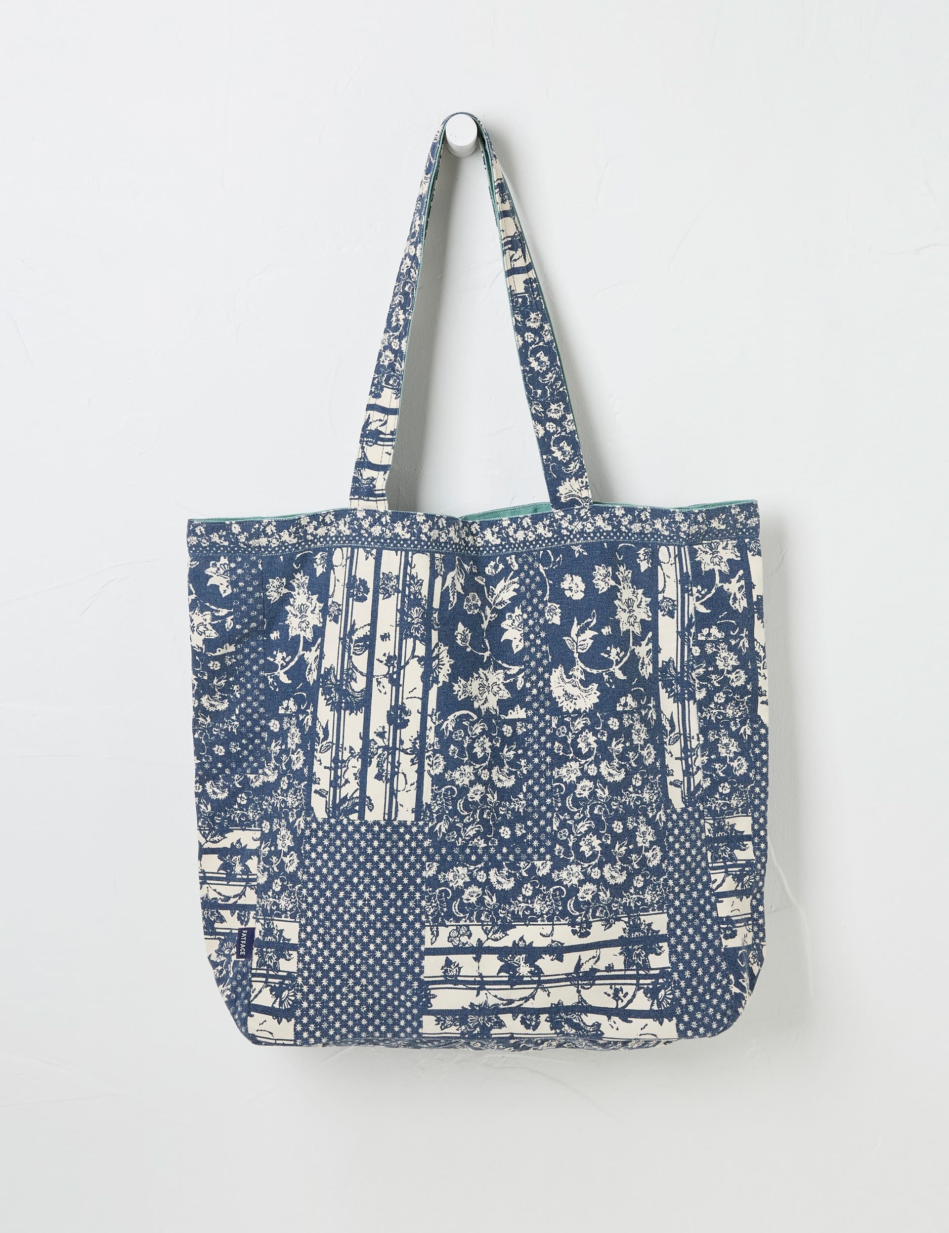 Fatface Women's Pure Cotton Reversible Tote Bag - Navy Mix, Blue Mix,Navy Mix