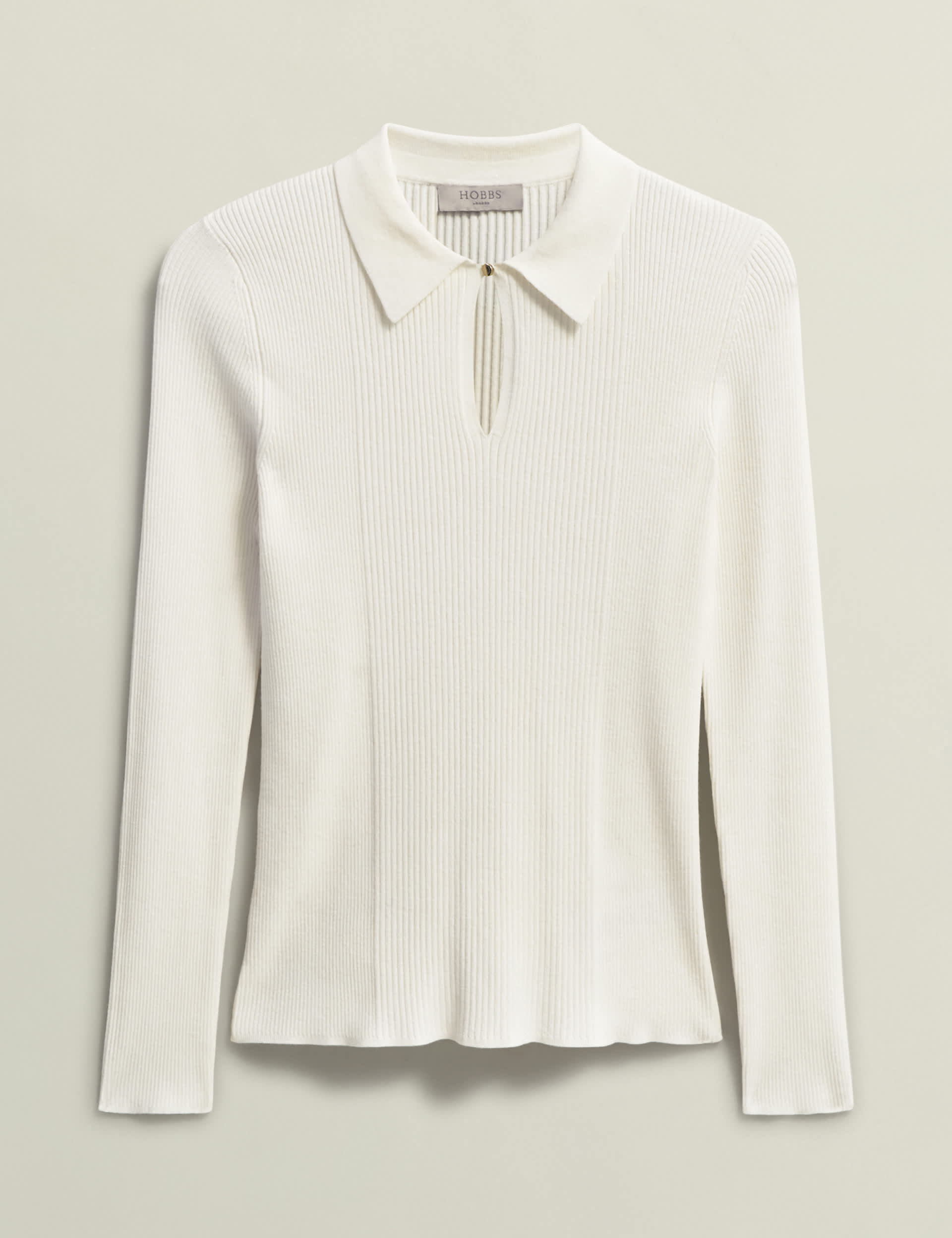 Hobbs Women's Knitted Collared Textured Shirt - MREG - Ivory, Ivory