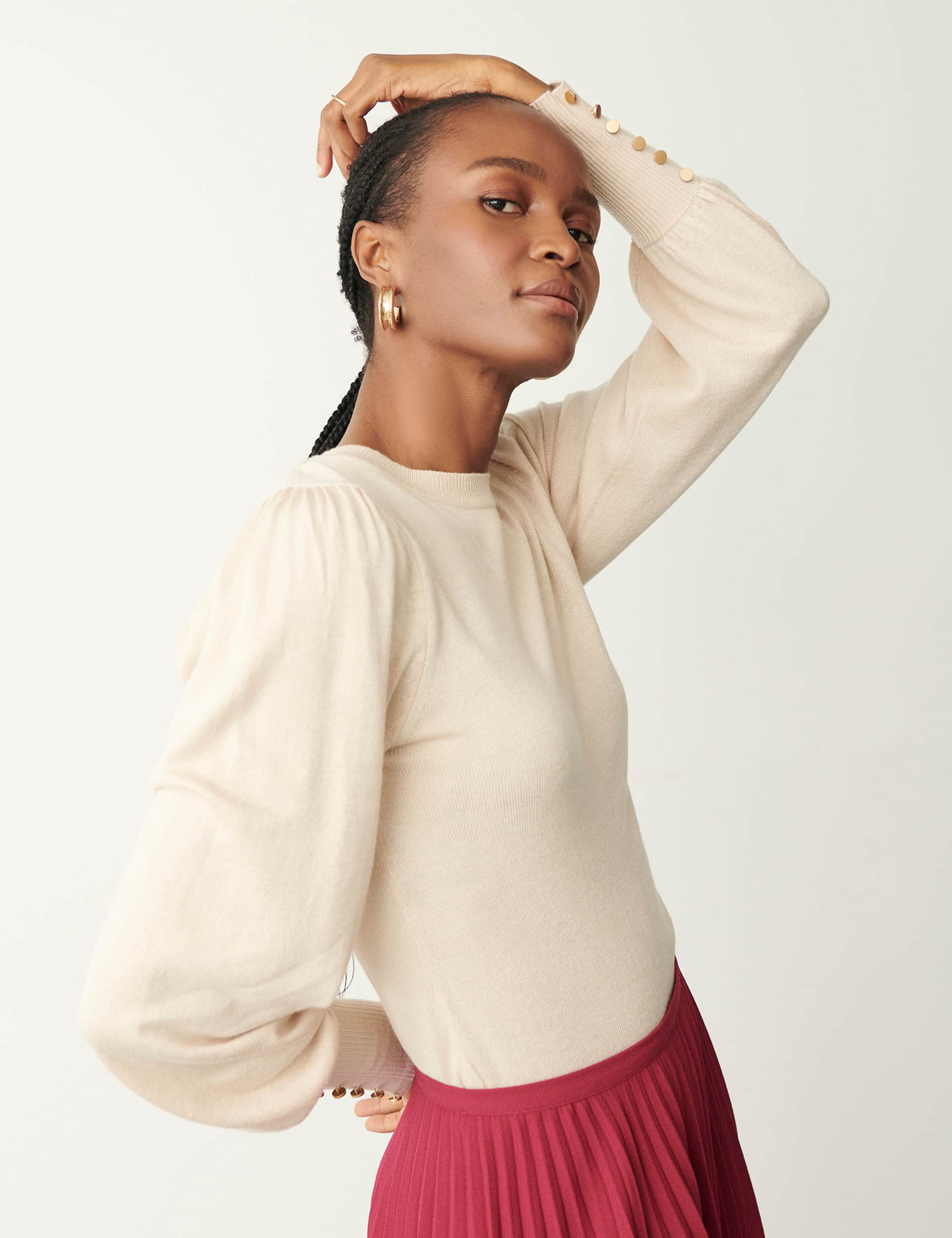 Finery London Women's Crew Neck Button Detail Jumper