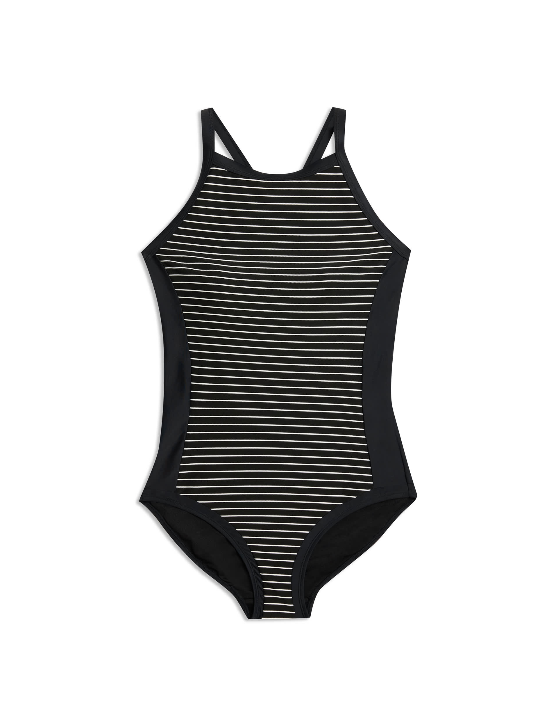 Albaray Women's Black And White Stripe Swimsuit - 8 - Black Mix, Black Mix