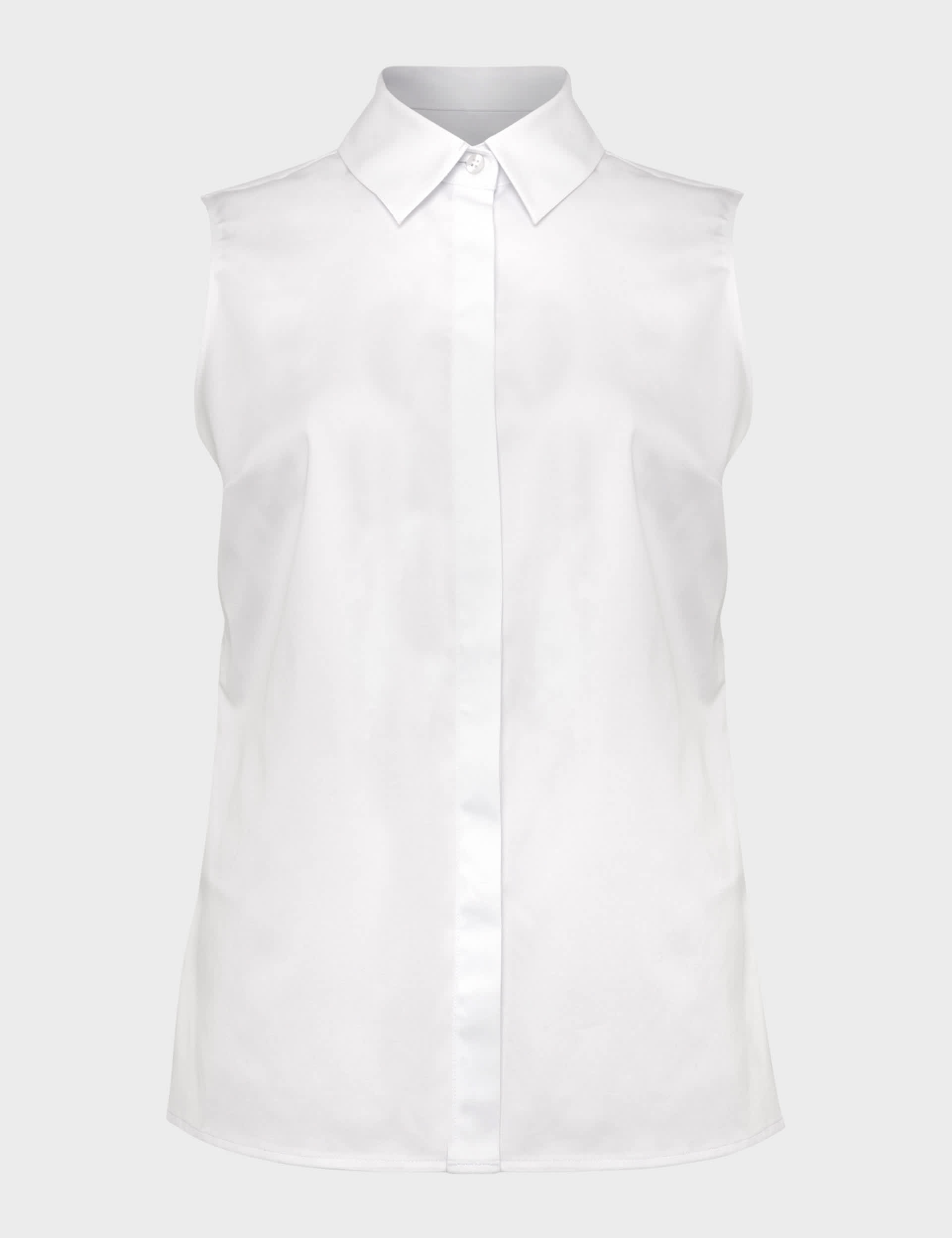 Hobbs Women's Cotton Rich Collared Sleeveless Blouse - 10 - White, White