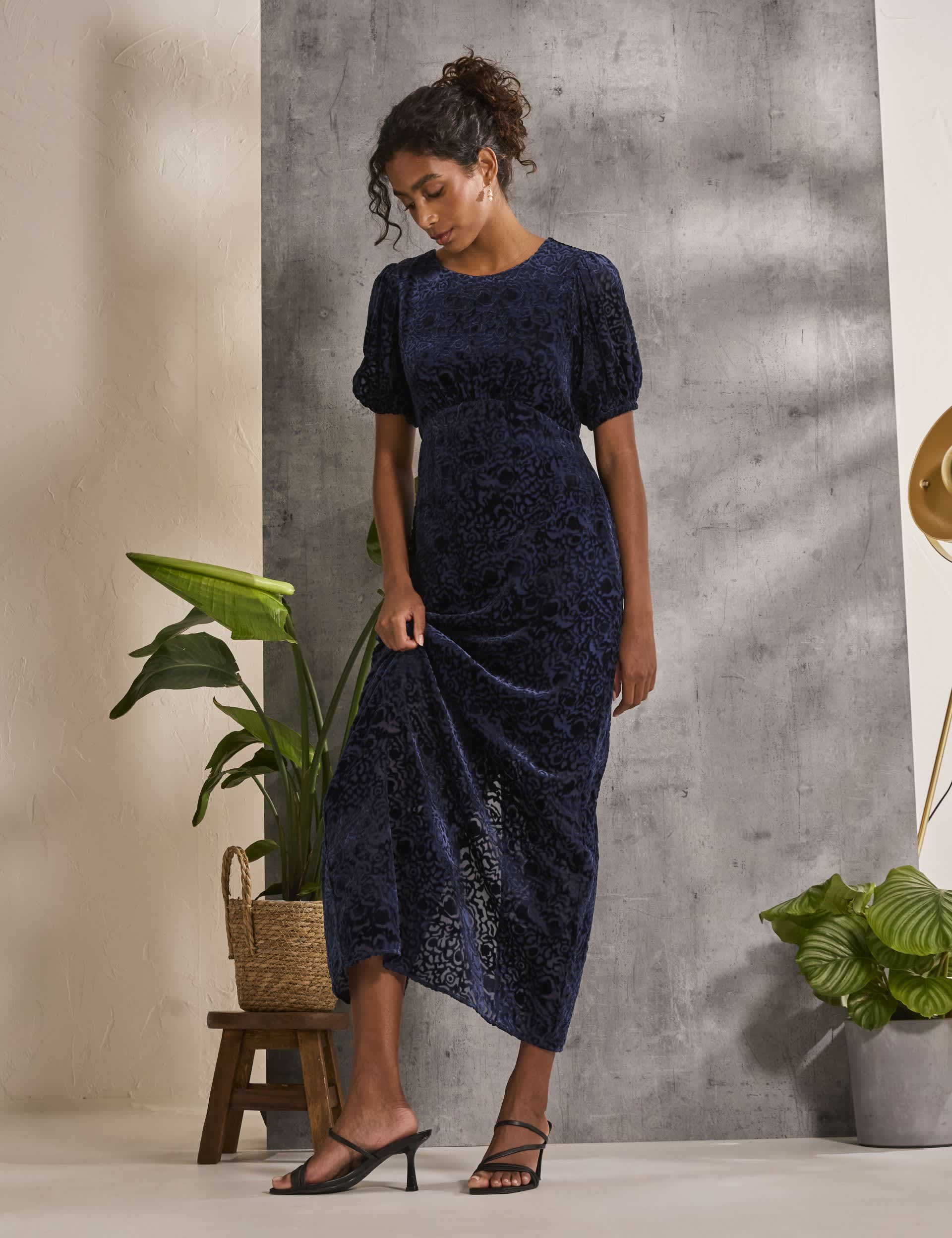 Fatface Women's Burnout Midi Waisted Dress