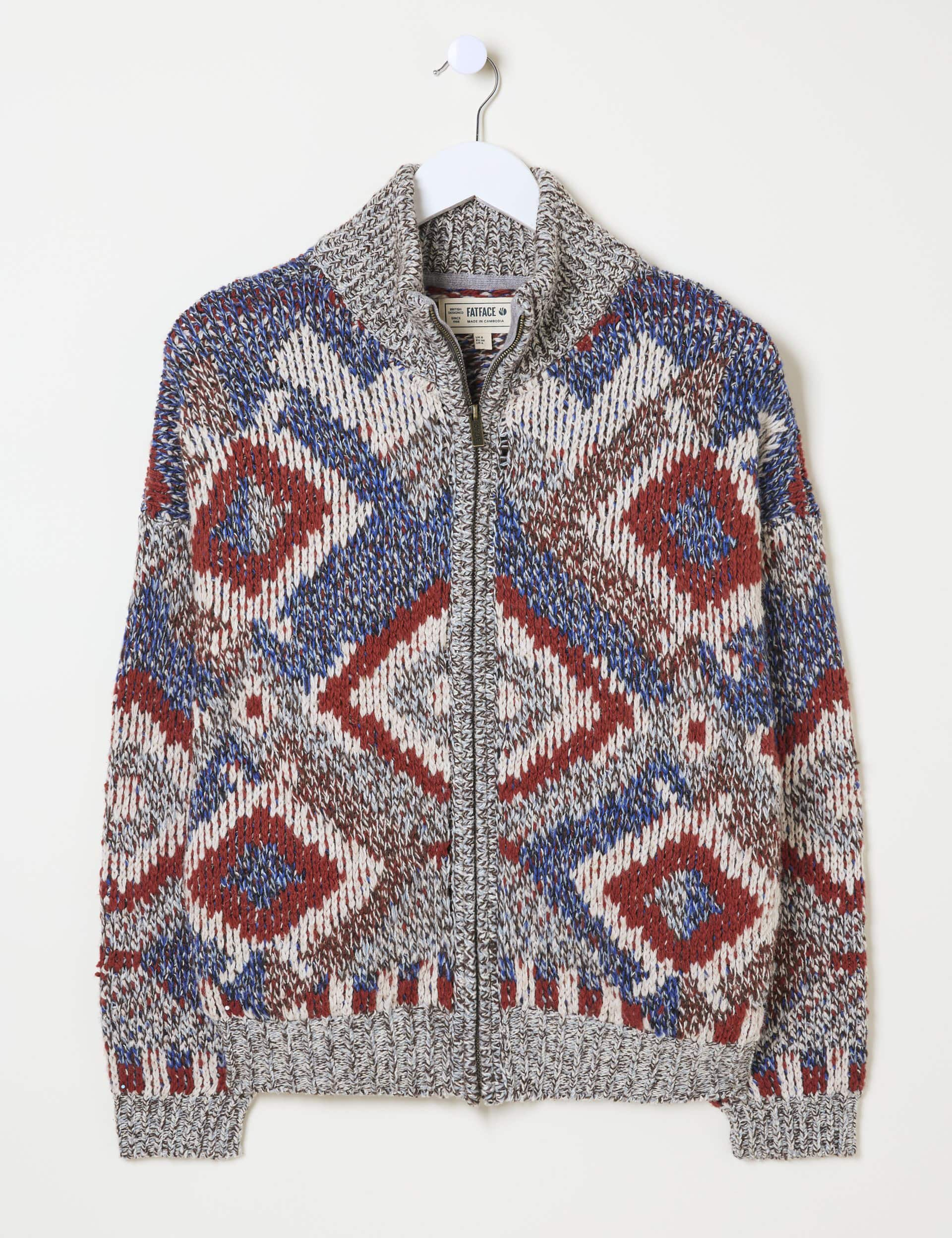 Fatface Women's Wool Blend Geometric Cardigan - 16 - Multi, Multi