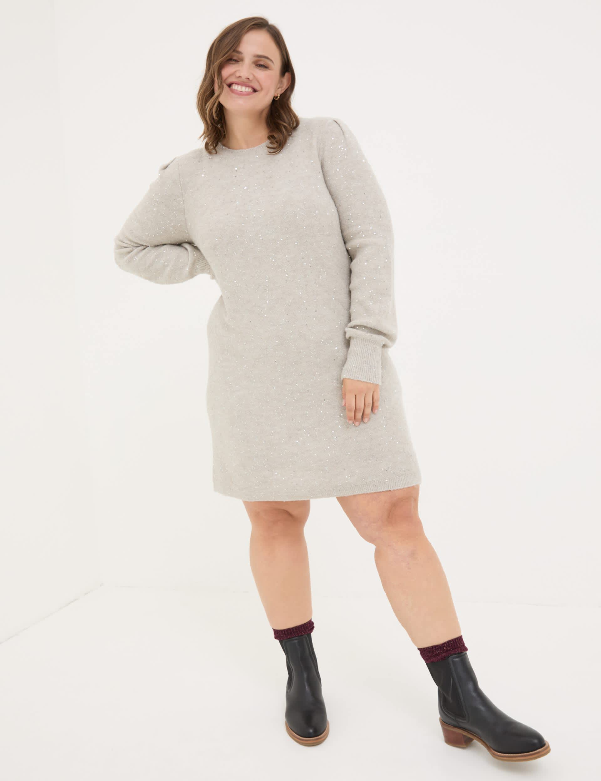 Fatface Women's Mini Knitted Dress - 14REG - Light Natural, Light Natural