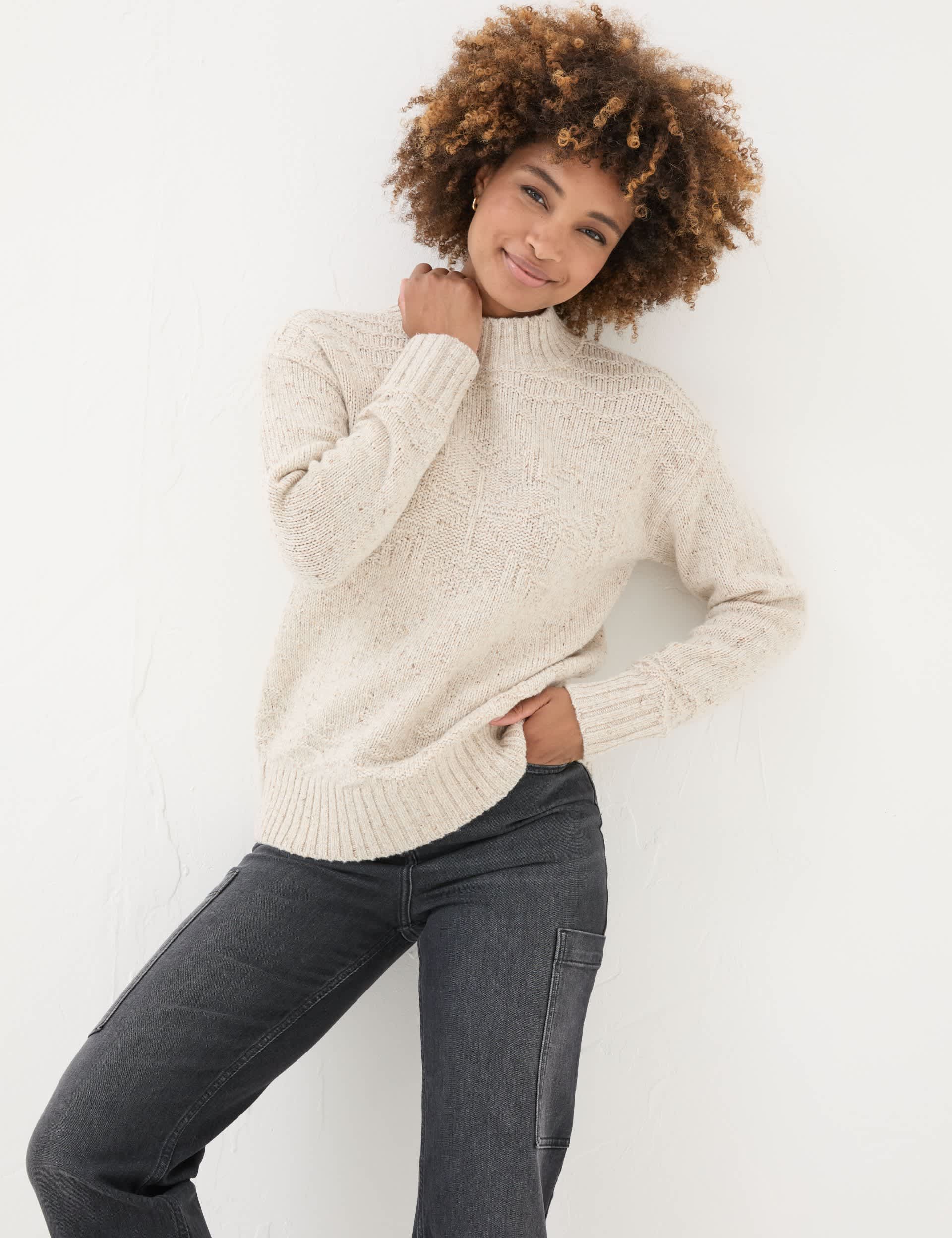 Fatface Women's Wool Blend Snowflake Jumper - 20 - Ivory, Ivory