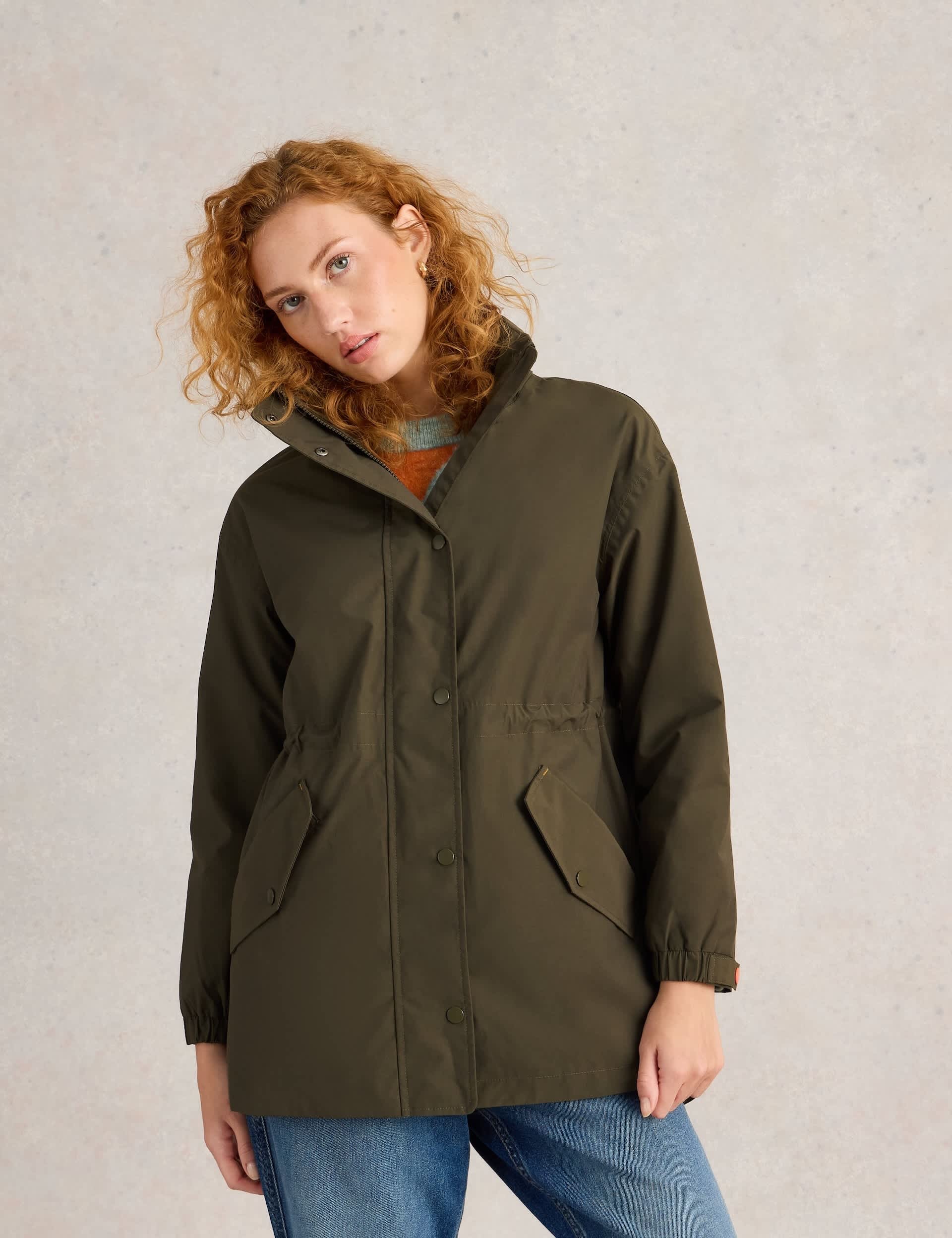 White Stuff Women's Waterproof Funnel Neck Raincoat - 12REG - Green, Green