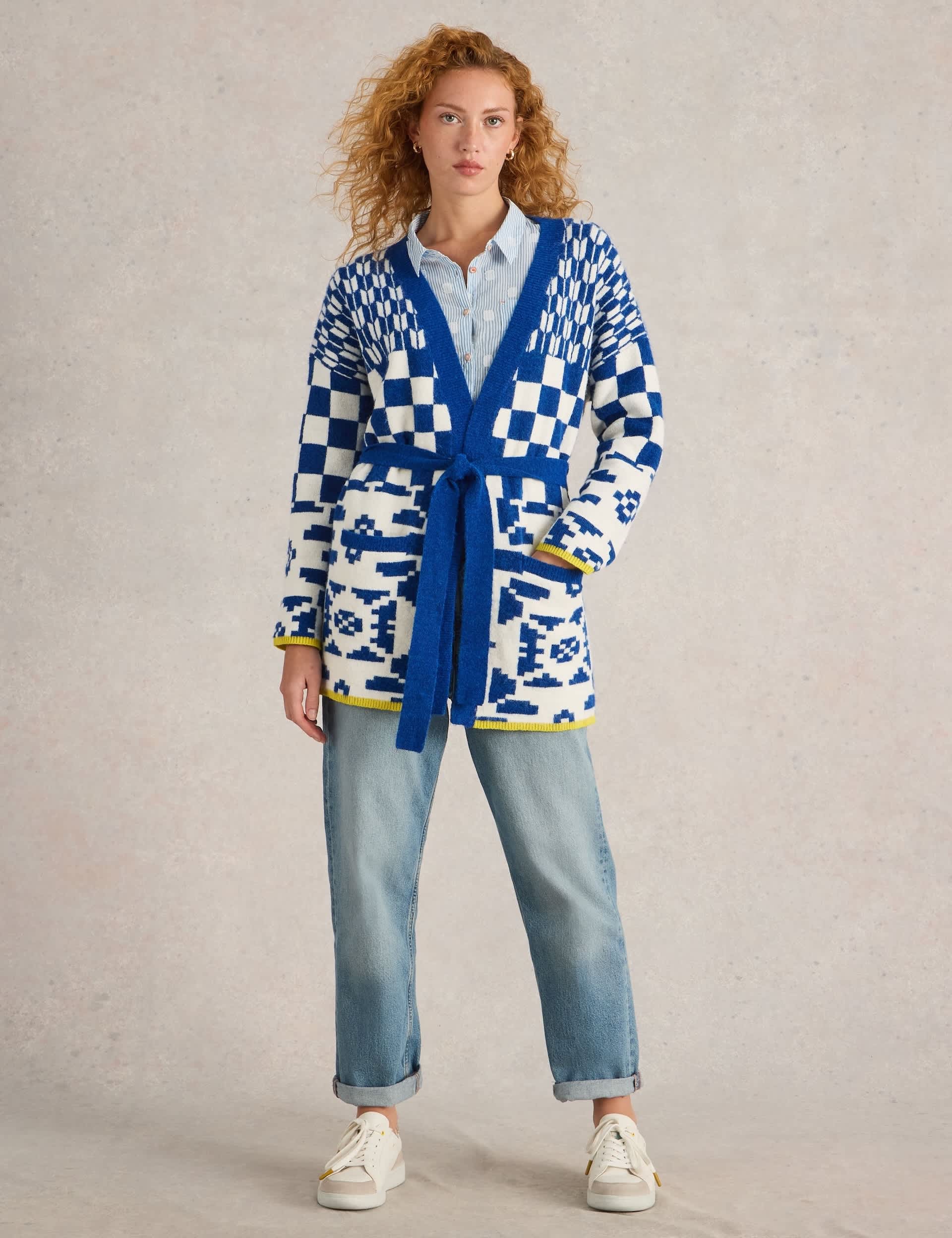 White Stuff Women's Belted Cardigan - Blue Mix, Blue Mix