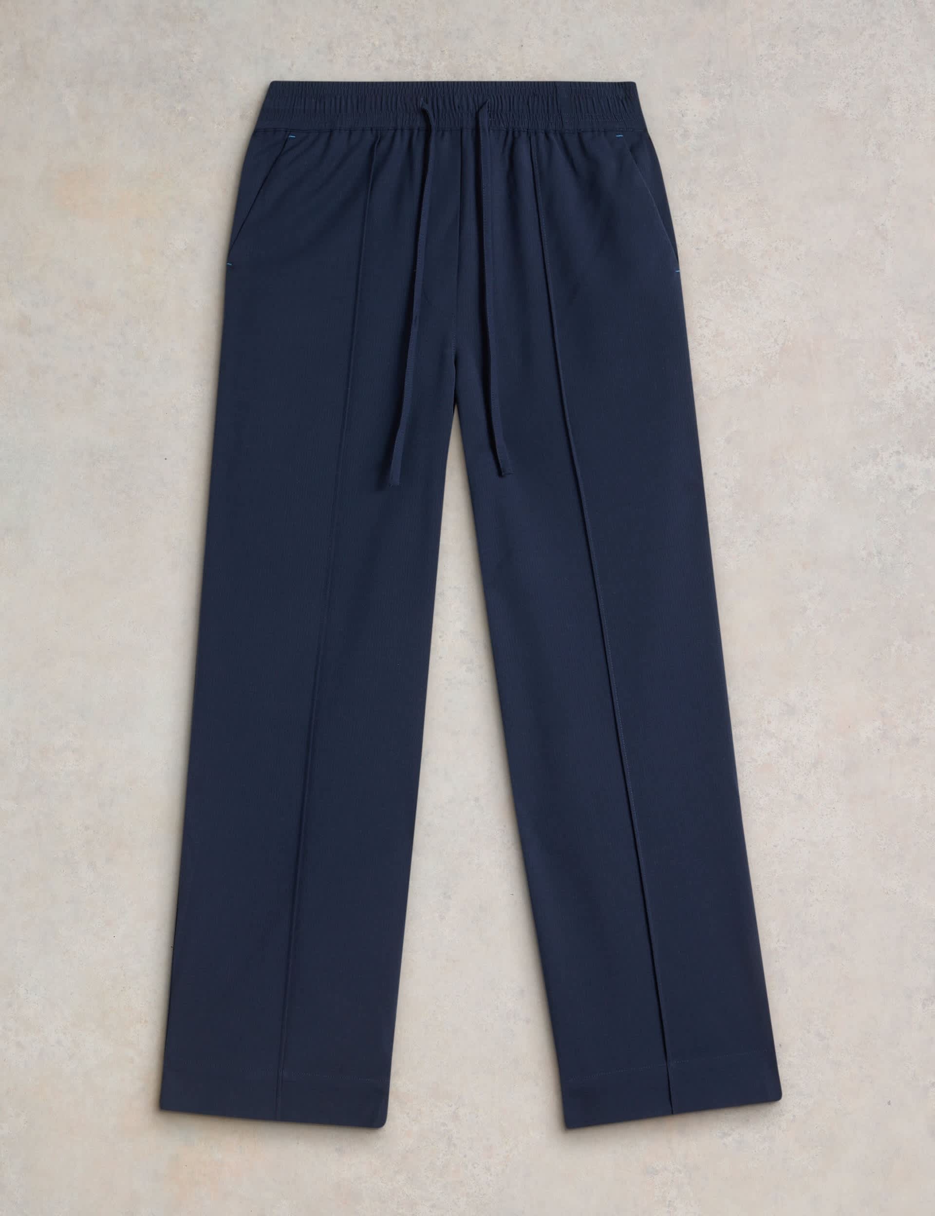 White Stuff Women's Wide Leg Drawstring Trousers - 12REG - Navy, Navy