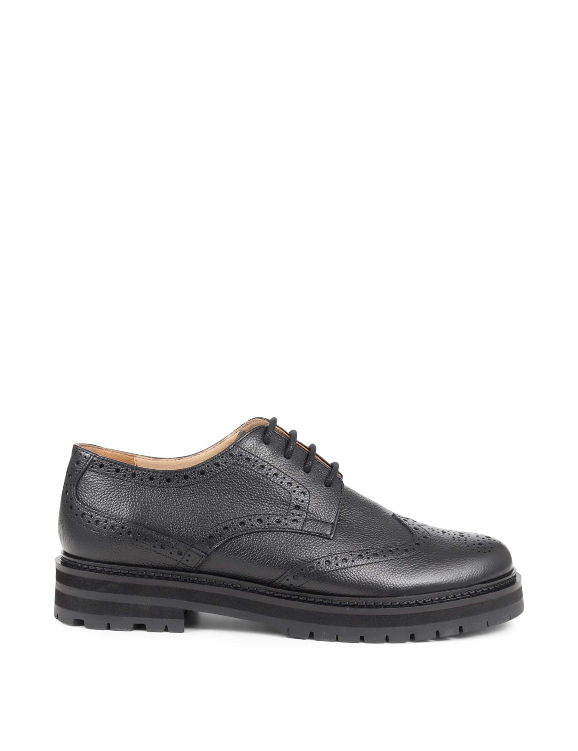 Jones Bootmaker Women's Leather Lace Up Flatform Brogues - 5 - Black, Black