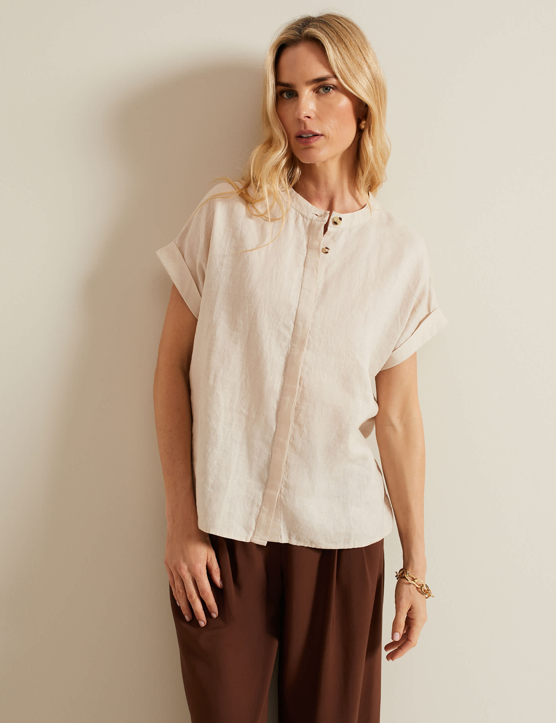 Phase Eight Women's Pure Linen Button Through Shirt - 12 - Neutral, Neutral