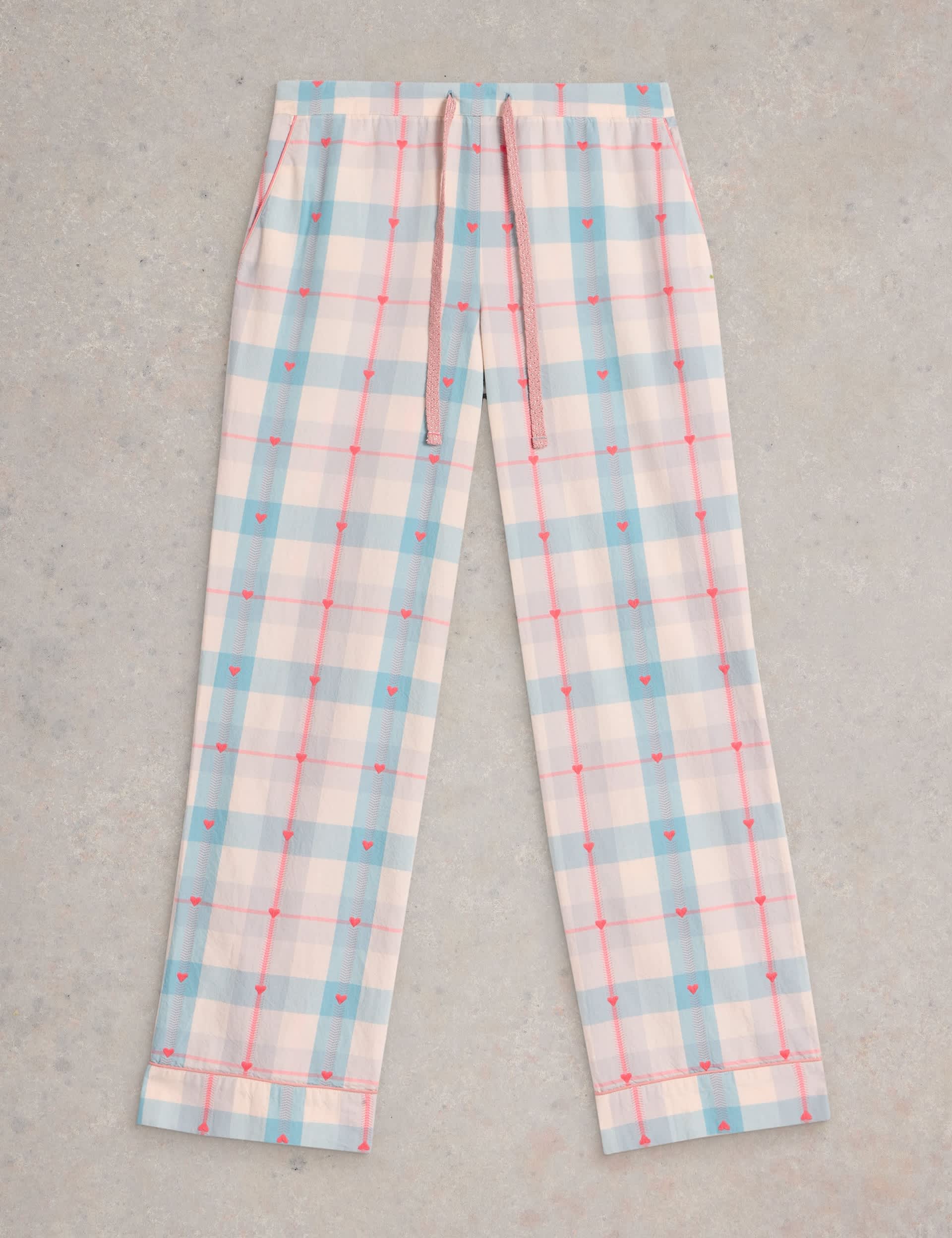 White Stuff Women's Cotton Rich Checked Pyjama Bottoms - MREG - Grey Mix, Grey Mix