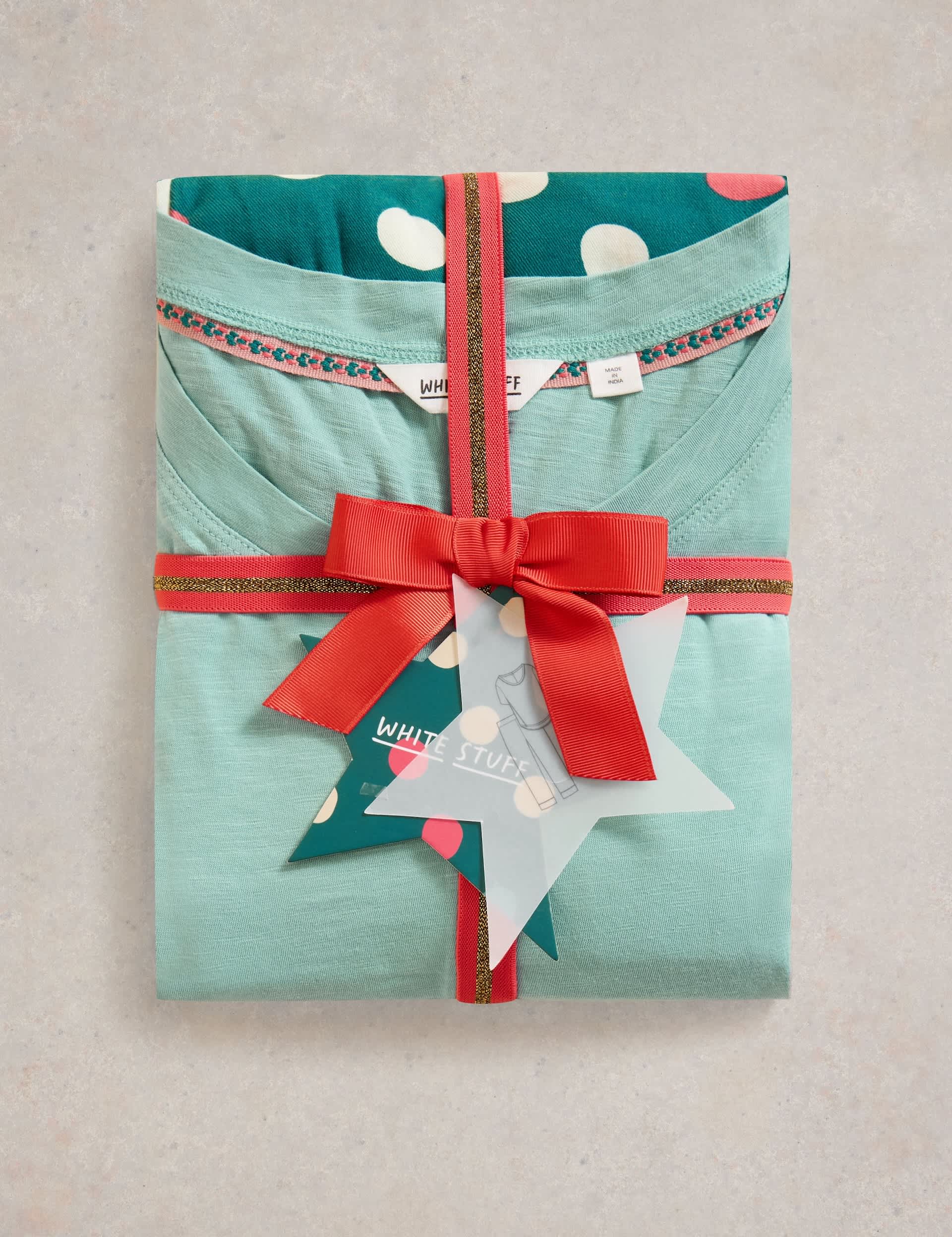 White Stuff Women's Cotton Rich Spot Pyjama Set - Teal Mix, Teal Mix