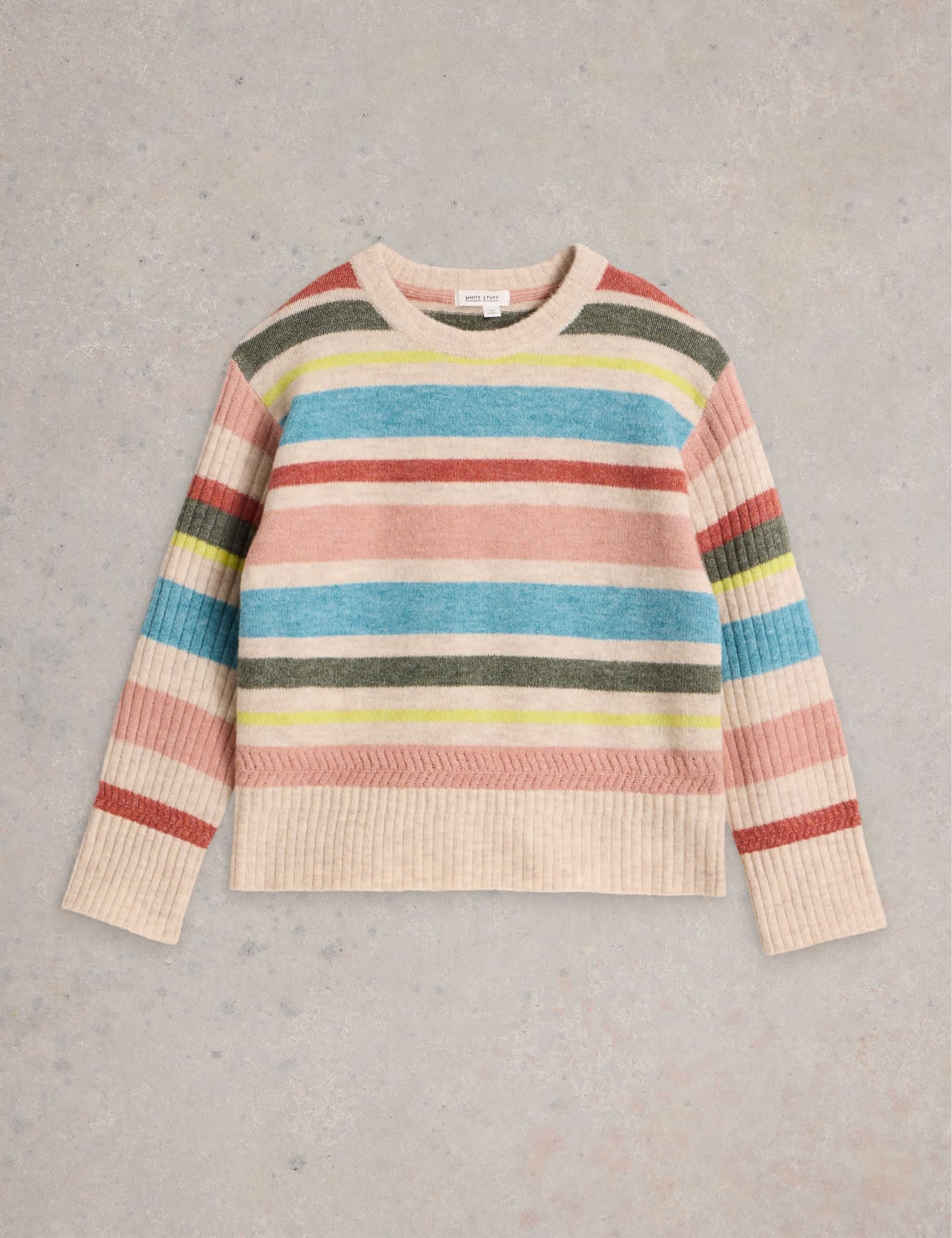 White Stuff Women's Striped Jumper - 12 - Natural Mix, Natural Mix,Pink