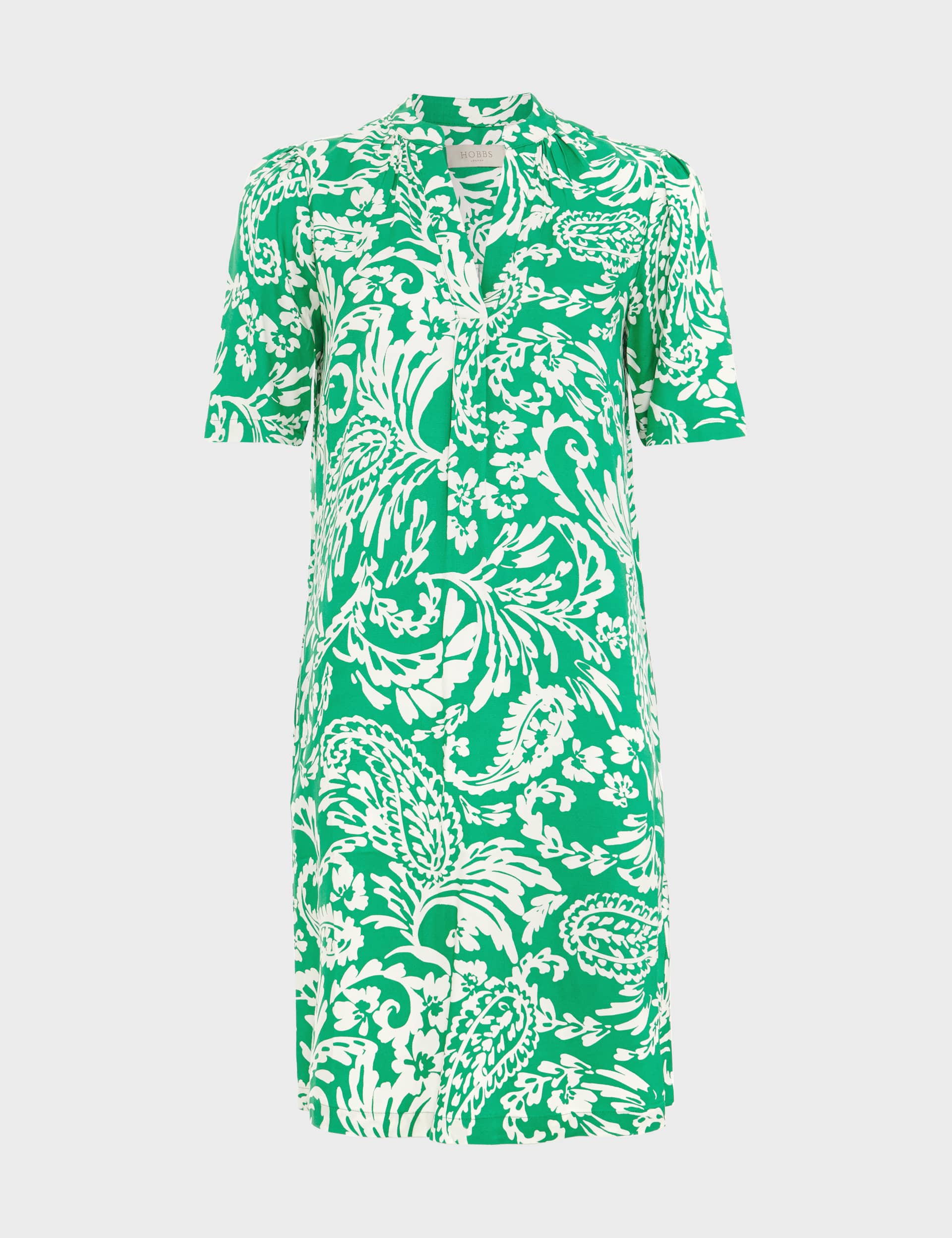 Hobbs Women's Floral Notch Neck Knee Length Shift Dress - 12 - Green Mix, Green Mix