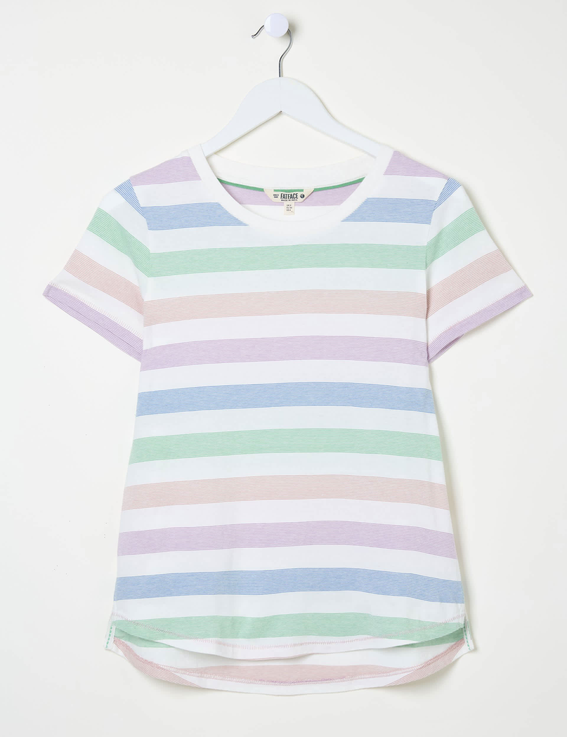 Fatface Women's Pure Cotton Striped T-Shirt - 14 - Natural Mix, Natural Mix