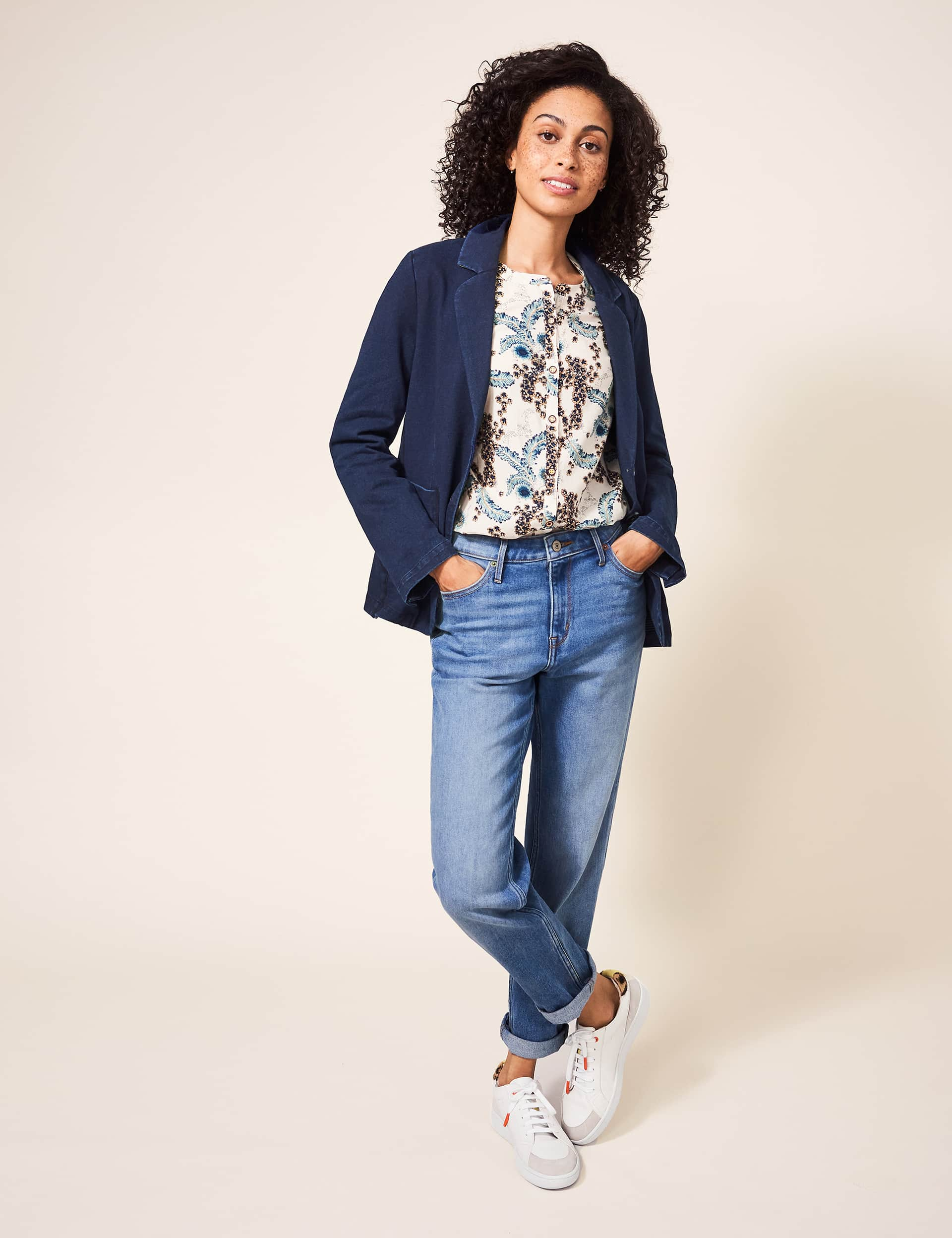 White Stuff Women's Jersey Blazer Jacket - 10 - Denim, Denim