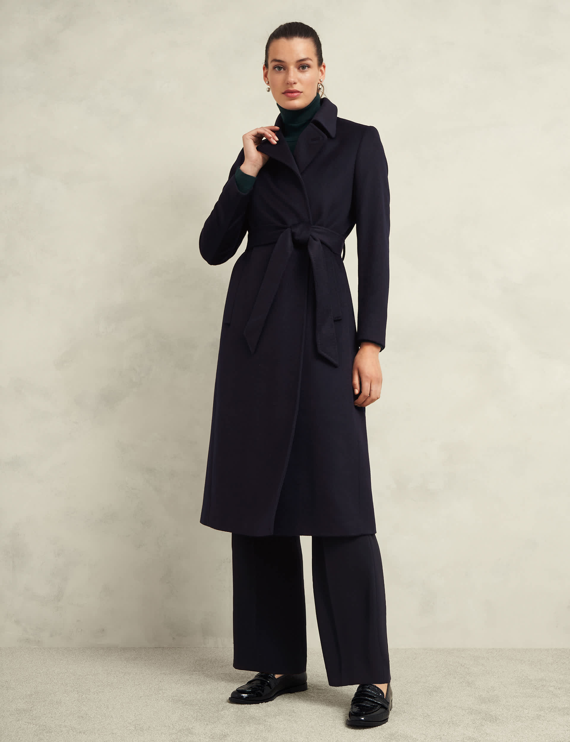 Hobbs Women's Pure Wool Longline Tailored Coat - 10REG - Navy, Navy