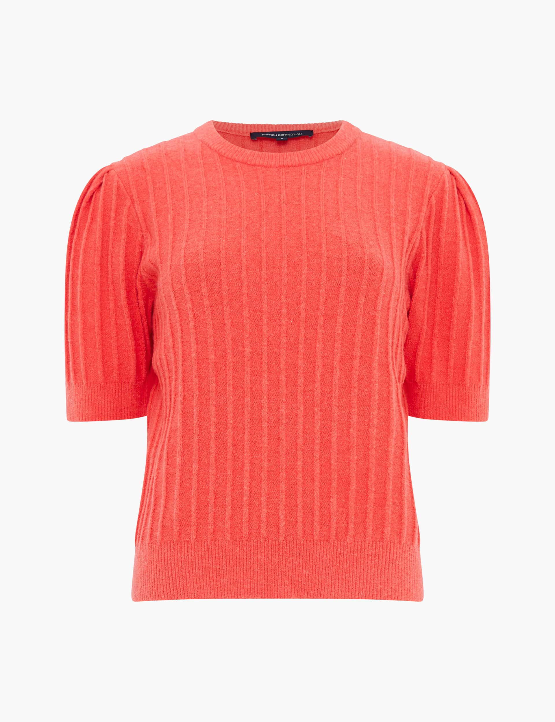 French Connection Women's Ribbed Round Neck Knitted Top - XS - Red, Red