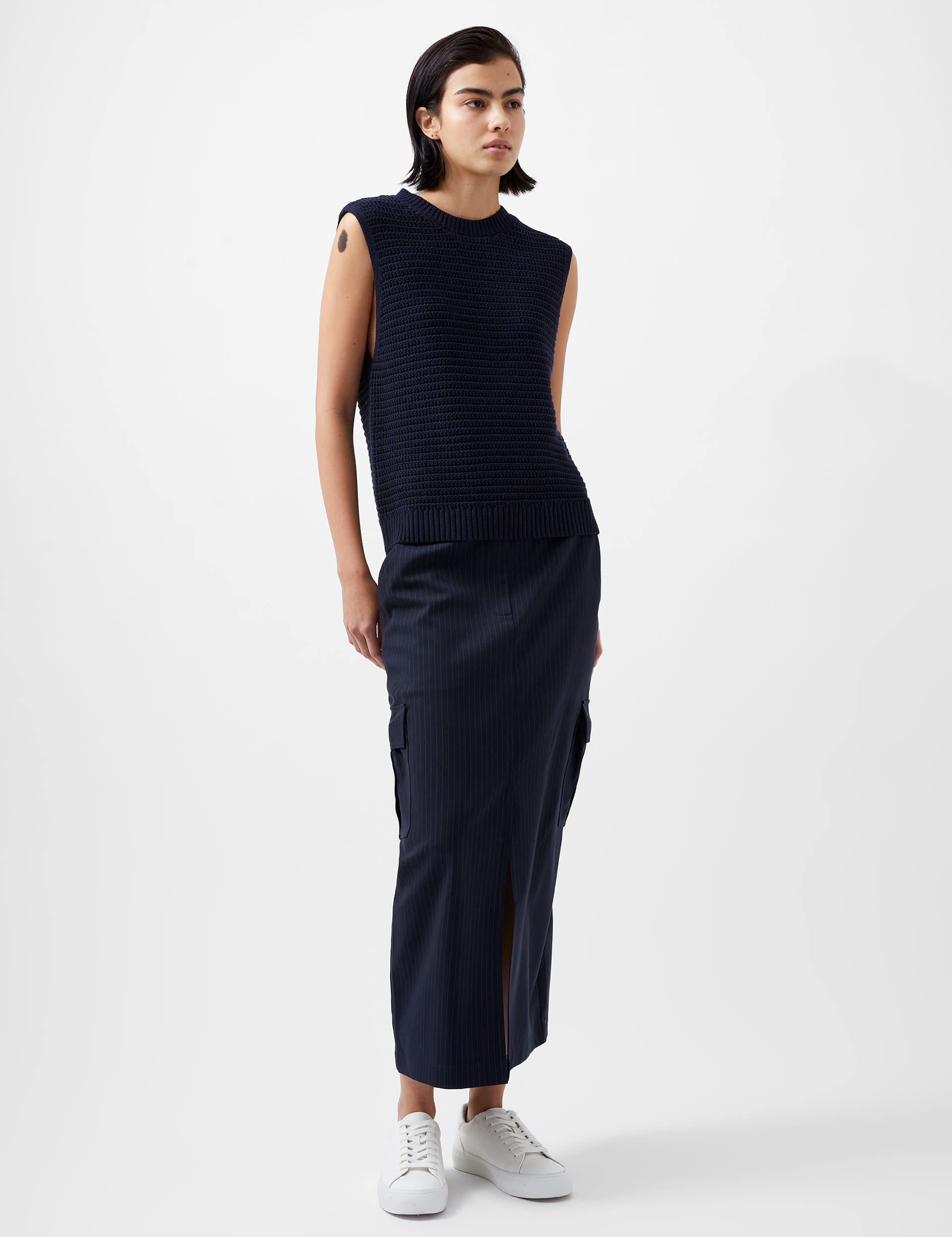 French Connection Women's Pure Cotton Textured Knitted Vest